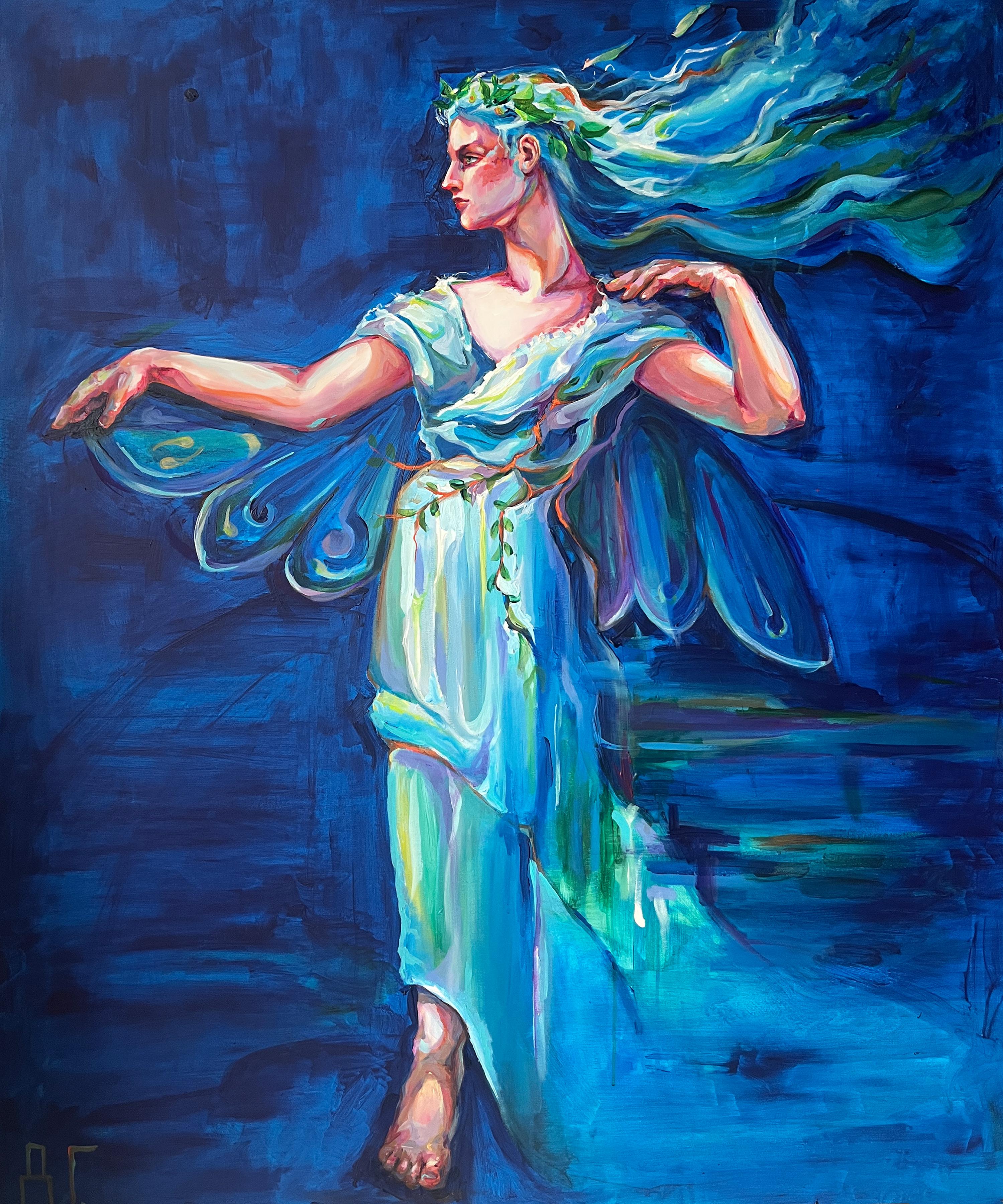 Daria Golovina Figurative Painting – Der Tanz auf dem Mond