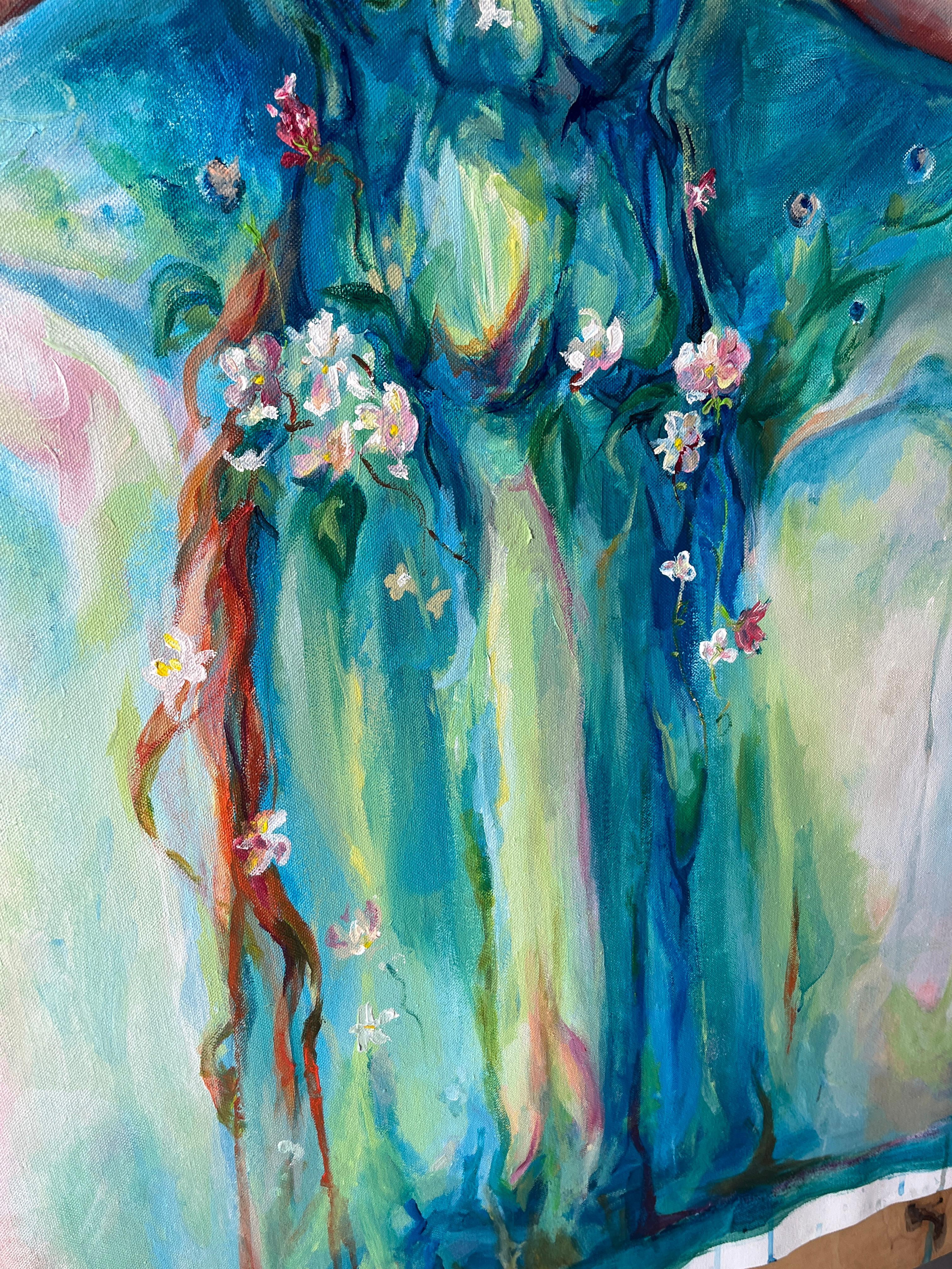 Laissez-moi espérer - Bleu Figurative Painting par Daria Golovina
