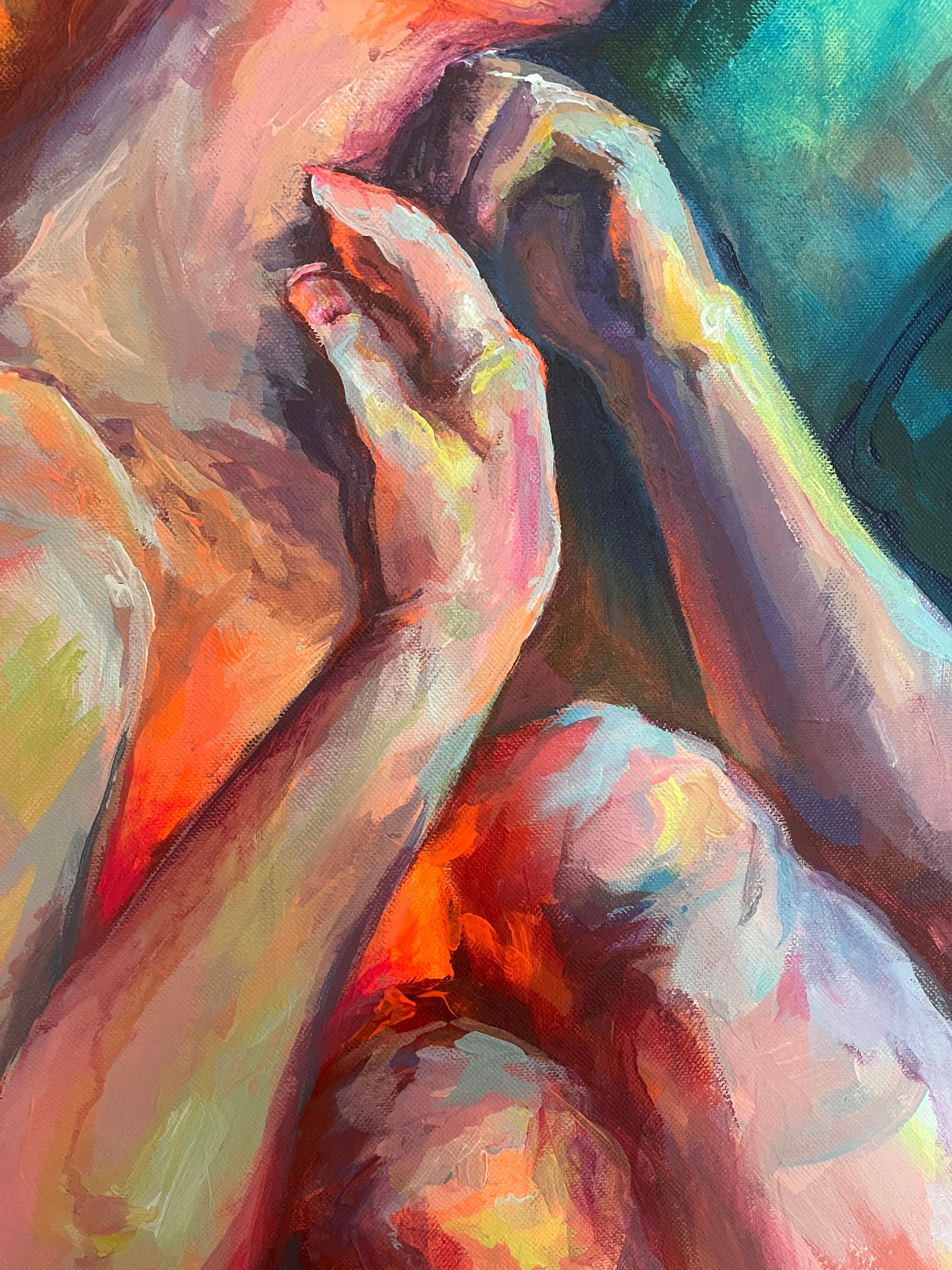 Me & Myself - Noir Figurative Painting par Daria Golovina