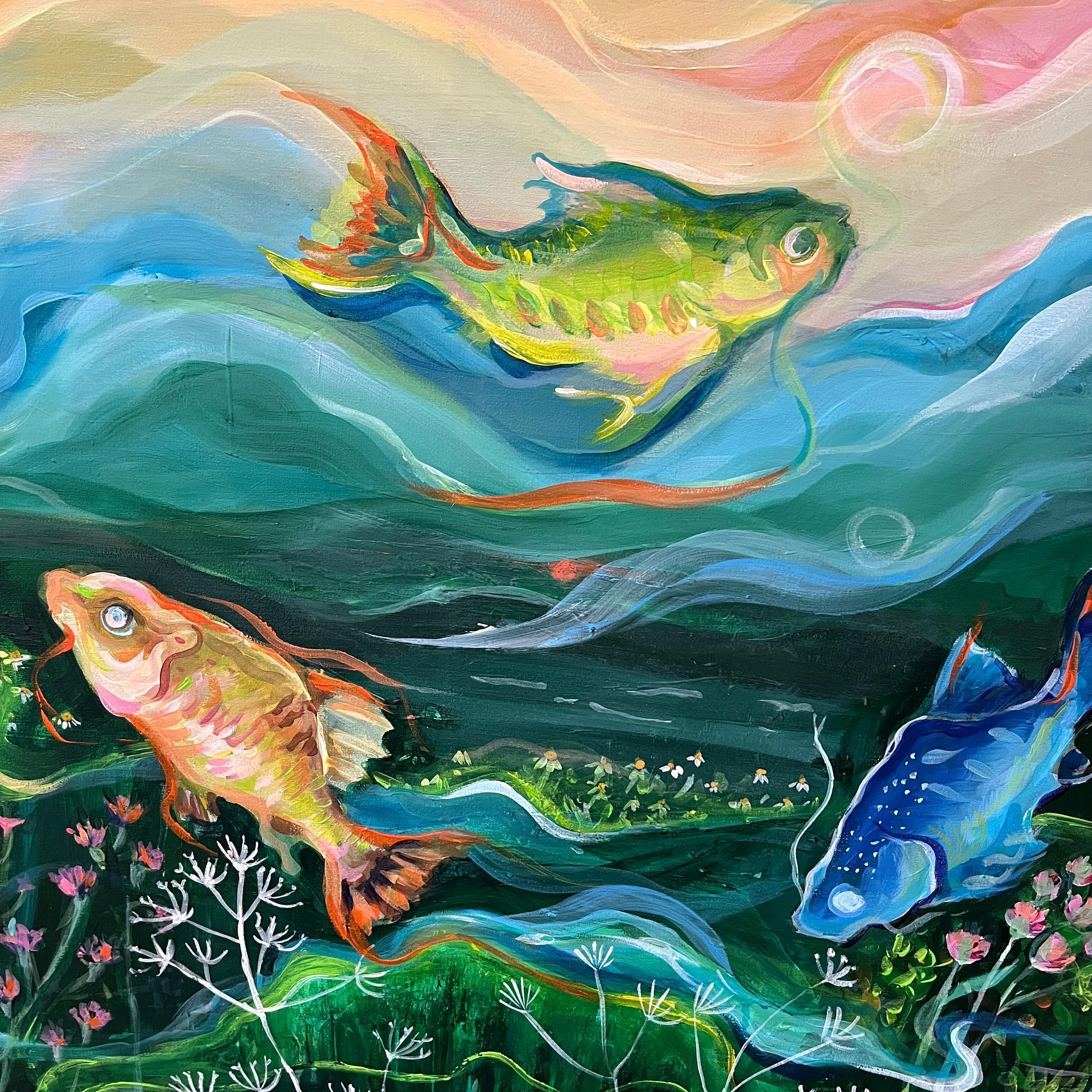 Shapes of Silence (Blau), Figurative Painting, von Daria Golovina