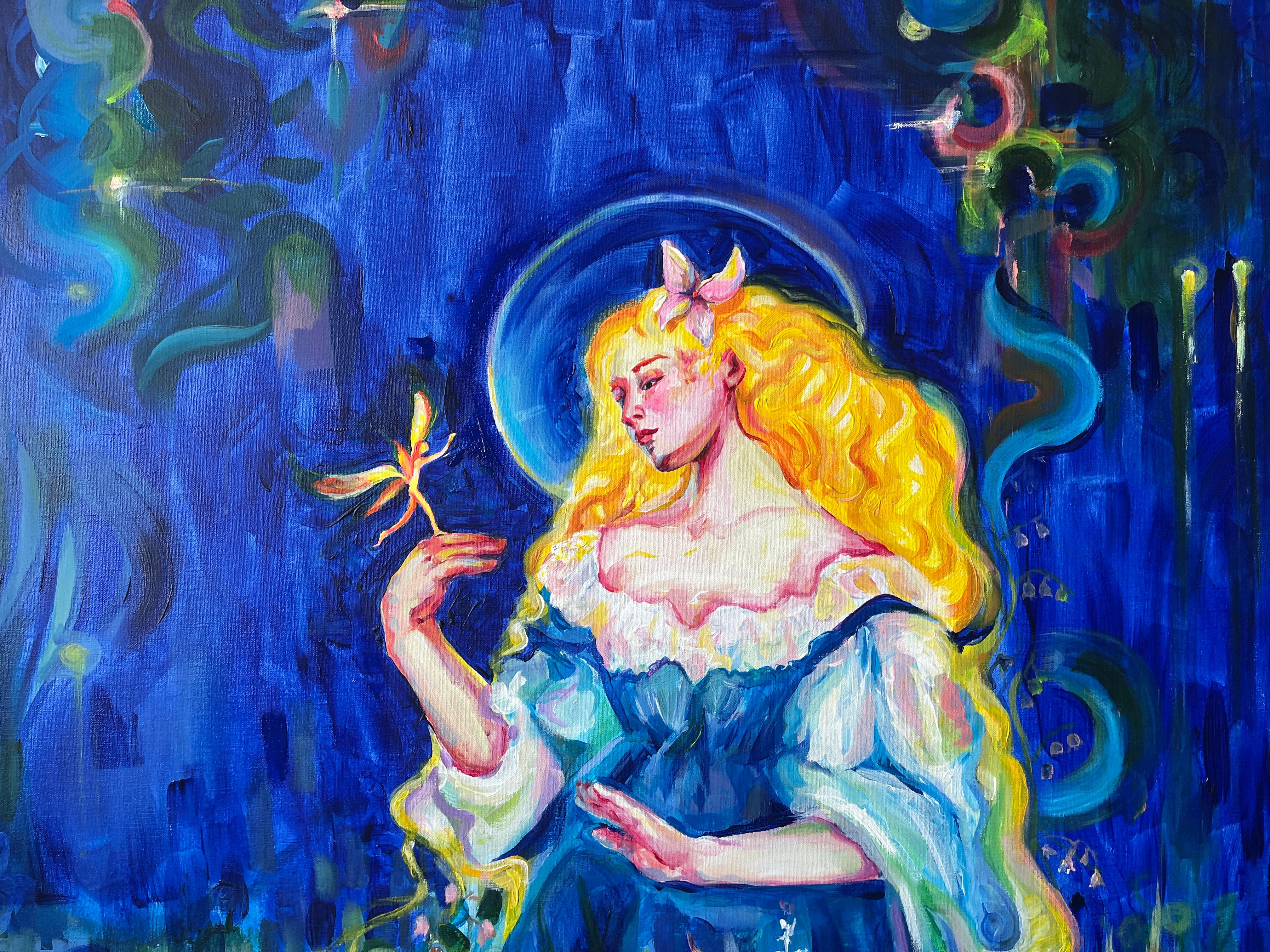 shipped in roll 
A wandering figure in a liminal dream space, suspended in memory and lingering. This piece is a dialogue between what we dream and what we discover upon awakening.
Dedicated to all dreams that reveal the meaning of our deepest