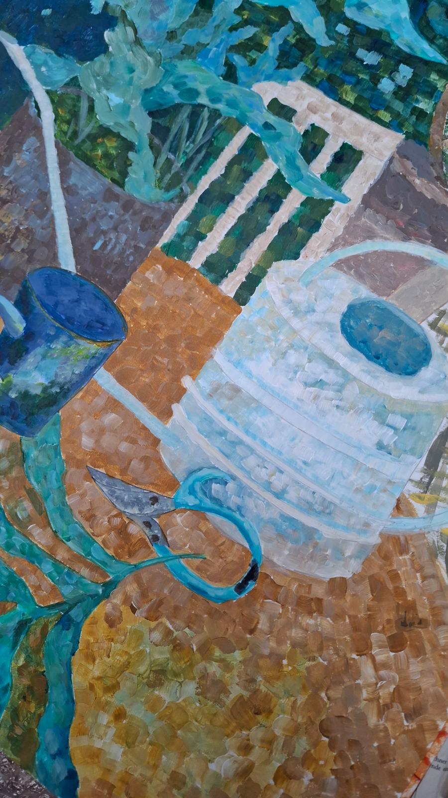 L'éclat du jardin : La beauté de l'instant en mille points - Painting de Daria Habich