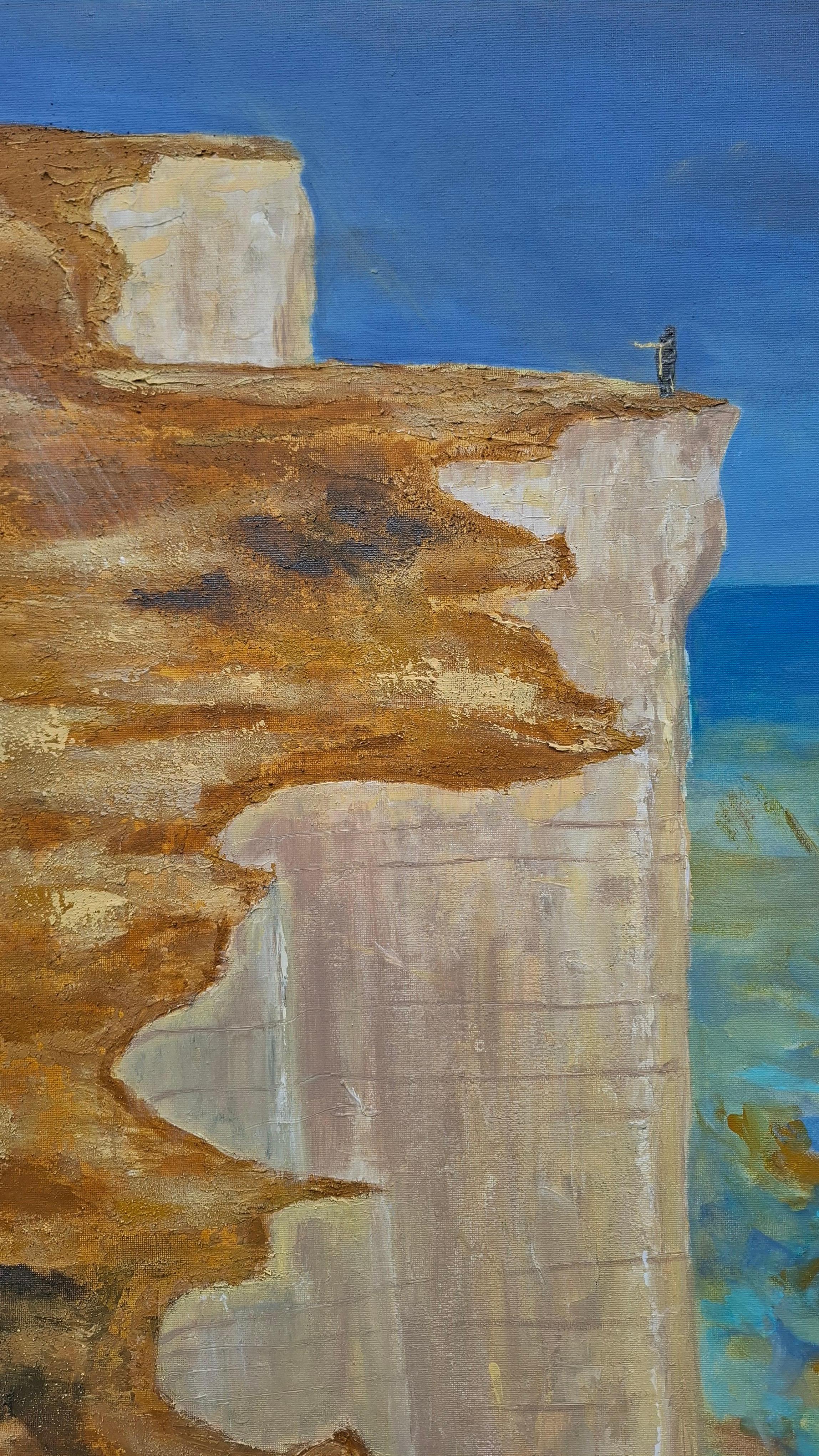 On the edge - Gray Landscape Painting by Daria Habich