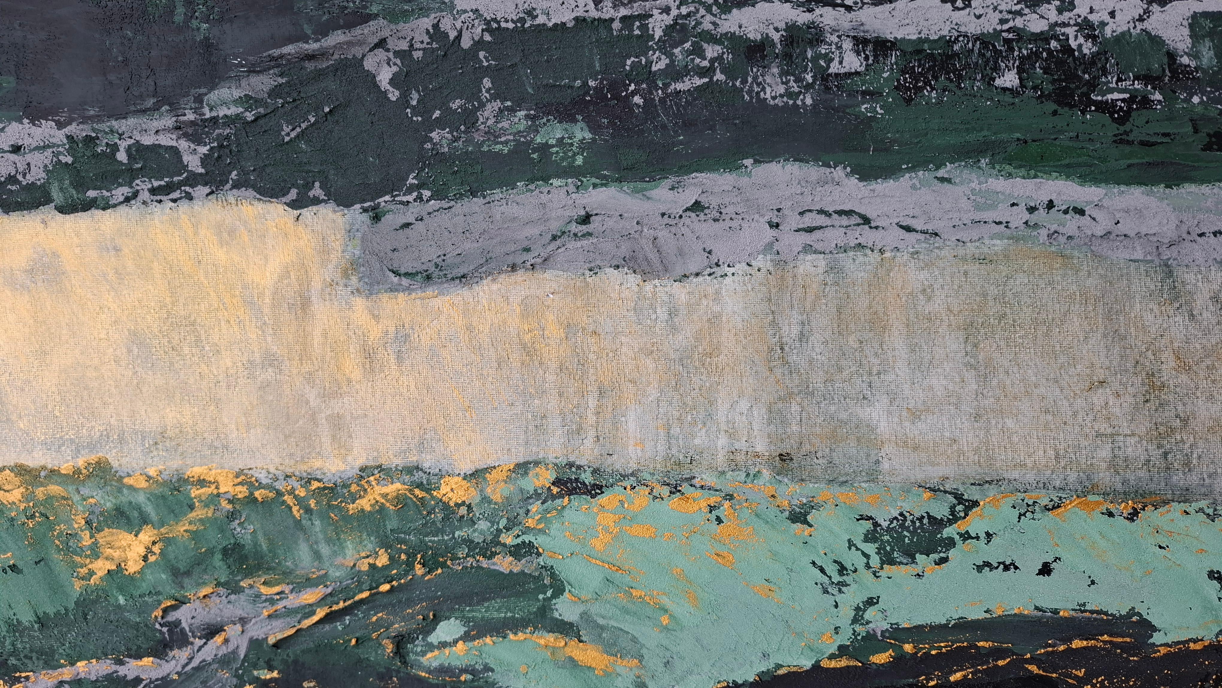 The gulf between us - Beige Abstract Painting by Daria Habich