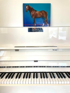 A mi cariño para el recuerdo - un caballo sobre fondo azul turquesa