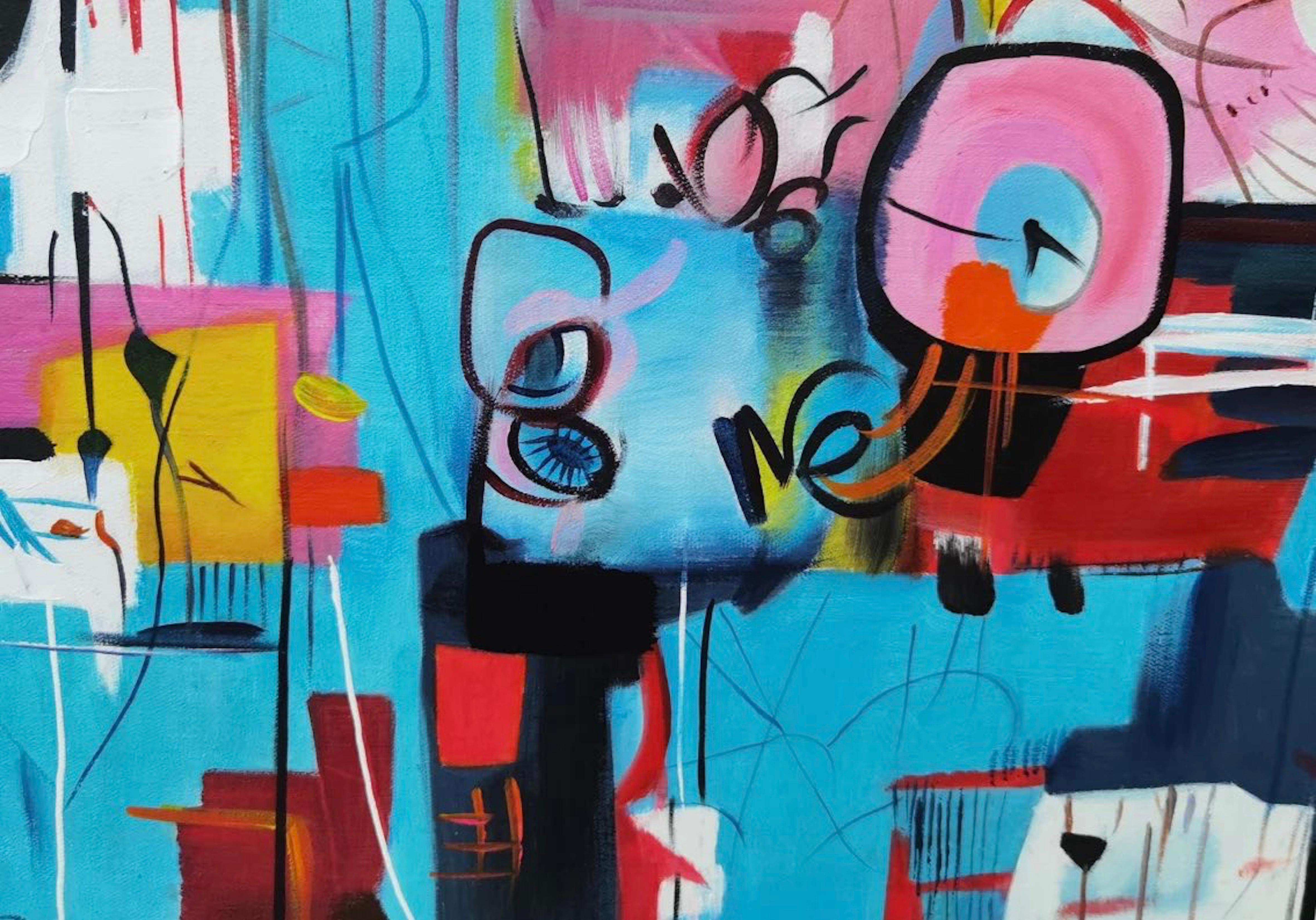 Quadro originale di Daria Kusto.
Questo dipinto porta lo spettatore in un mondo in cui le strade della città prendono vita attraverso forme astratte e vibranti esplosioni di colore. Ispirato allo spirito della street art, il pezzo combina linee