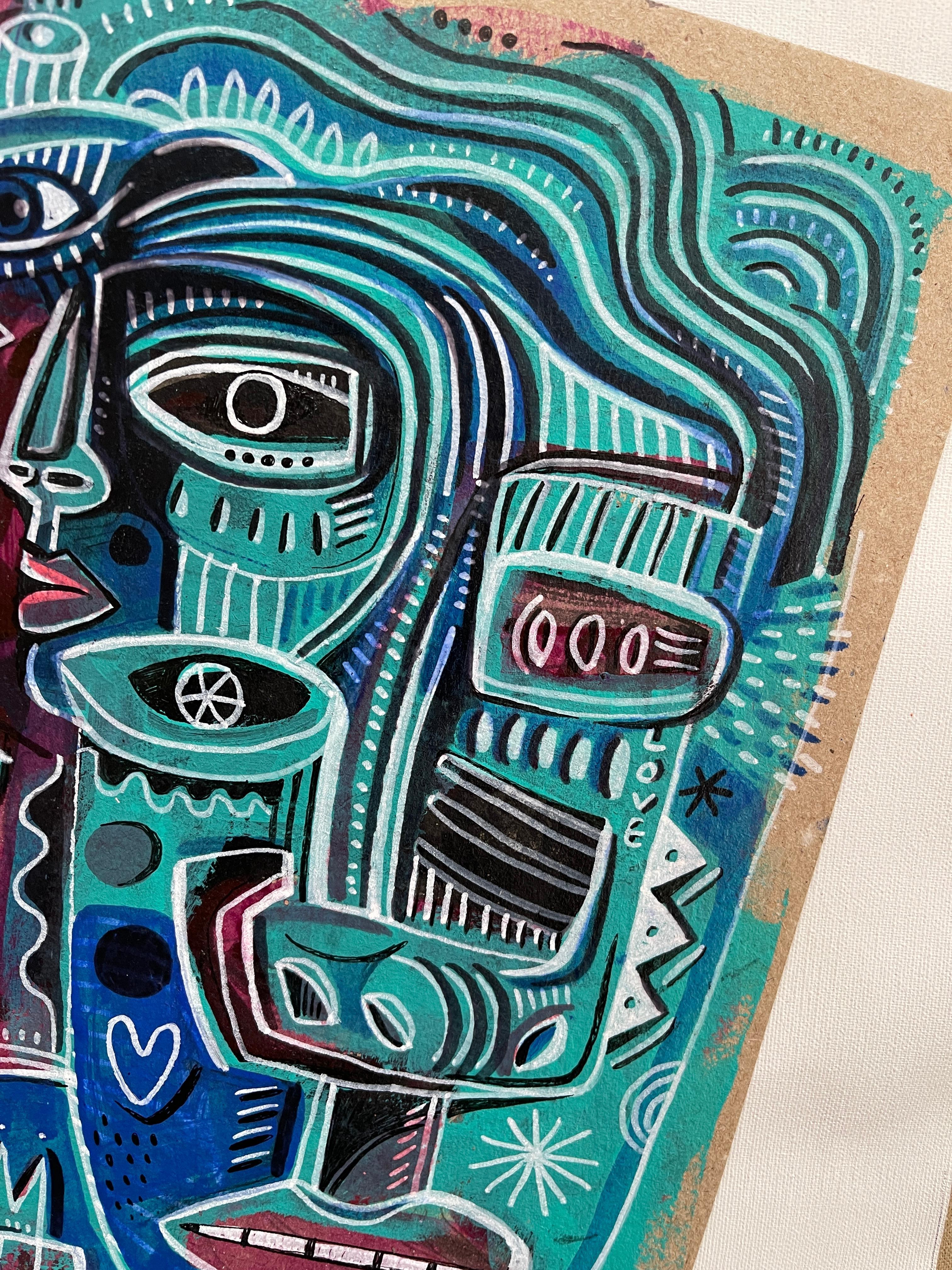 FACCE ASSURDE - Portrait Painting Blu di Daria Kusto