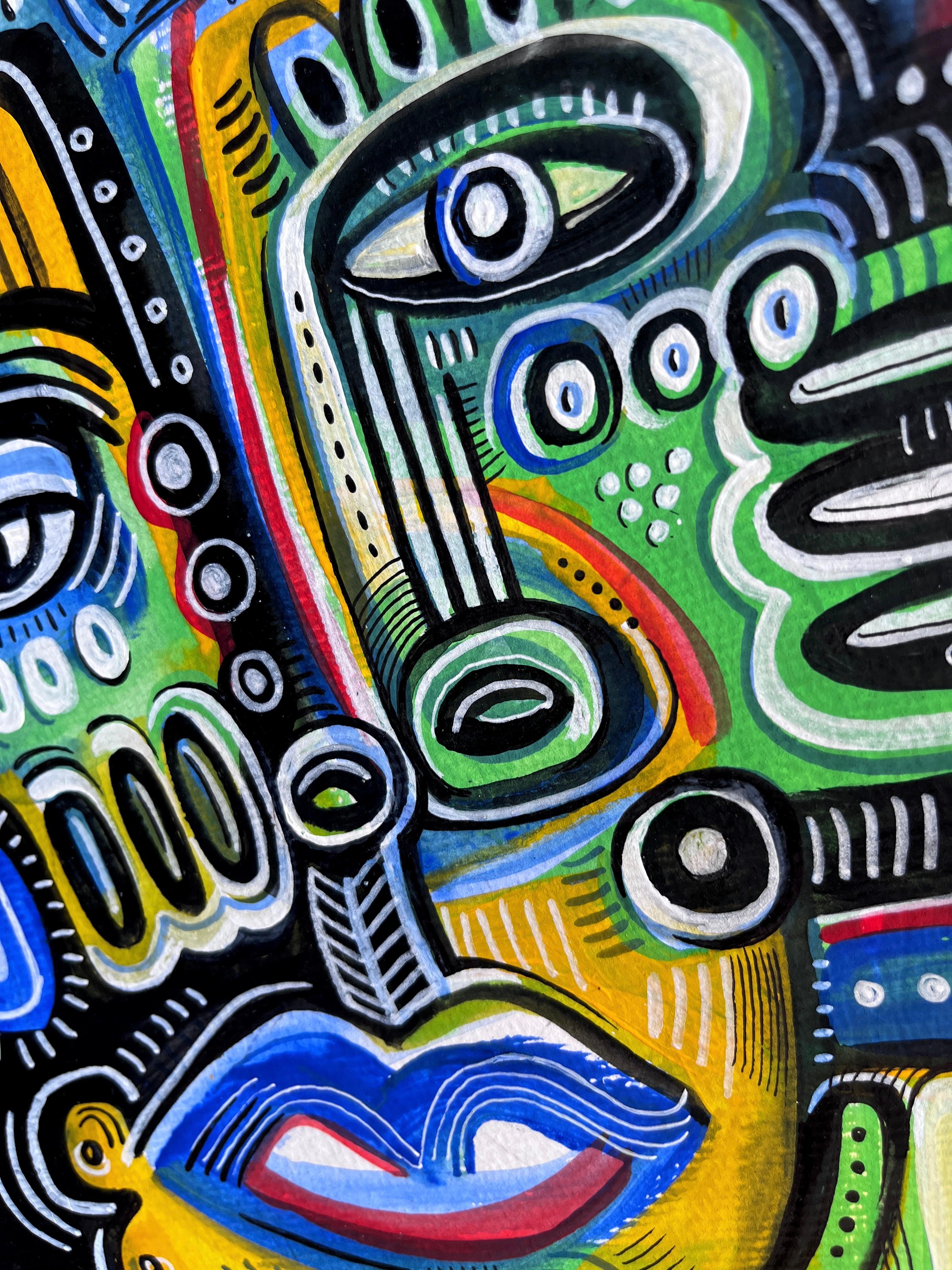 ABSTRACT LOOK - Noir Figurative Painting par Daria Kusto