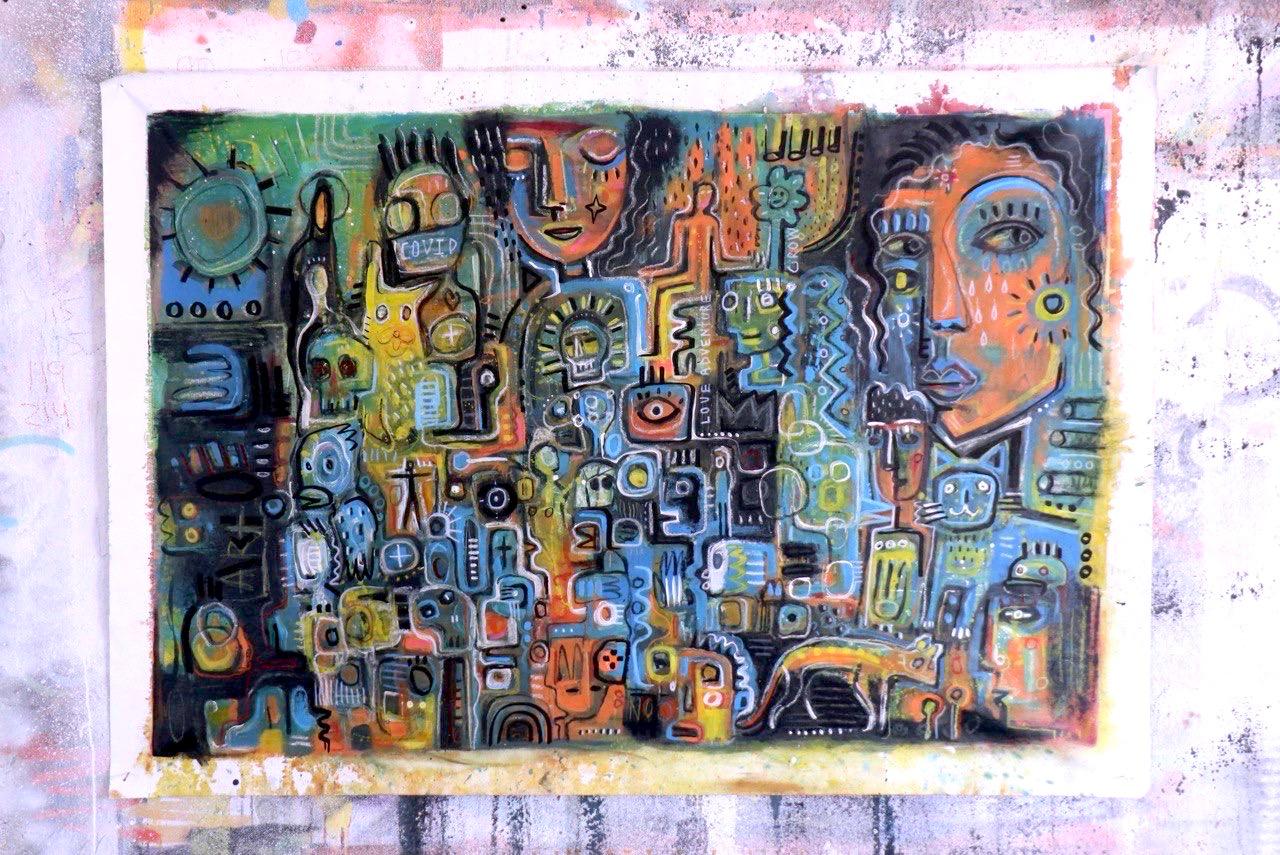 TEMPO DI AVVENTURA - Figurative Painting Nero di Daria Kusto