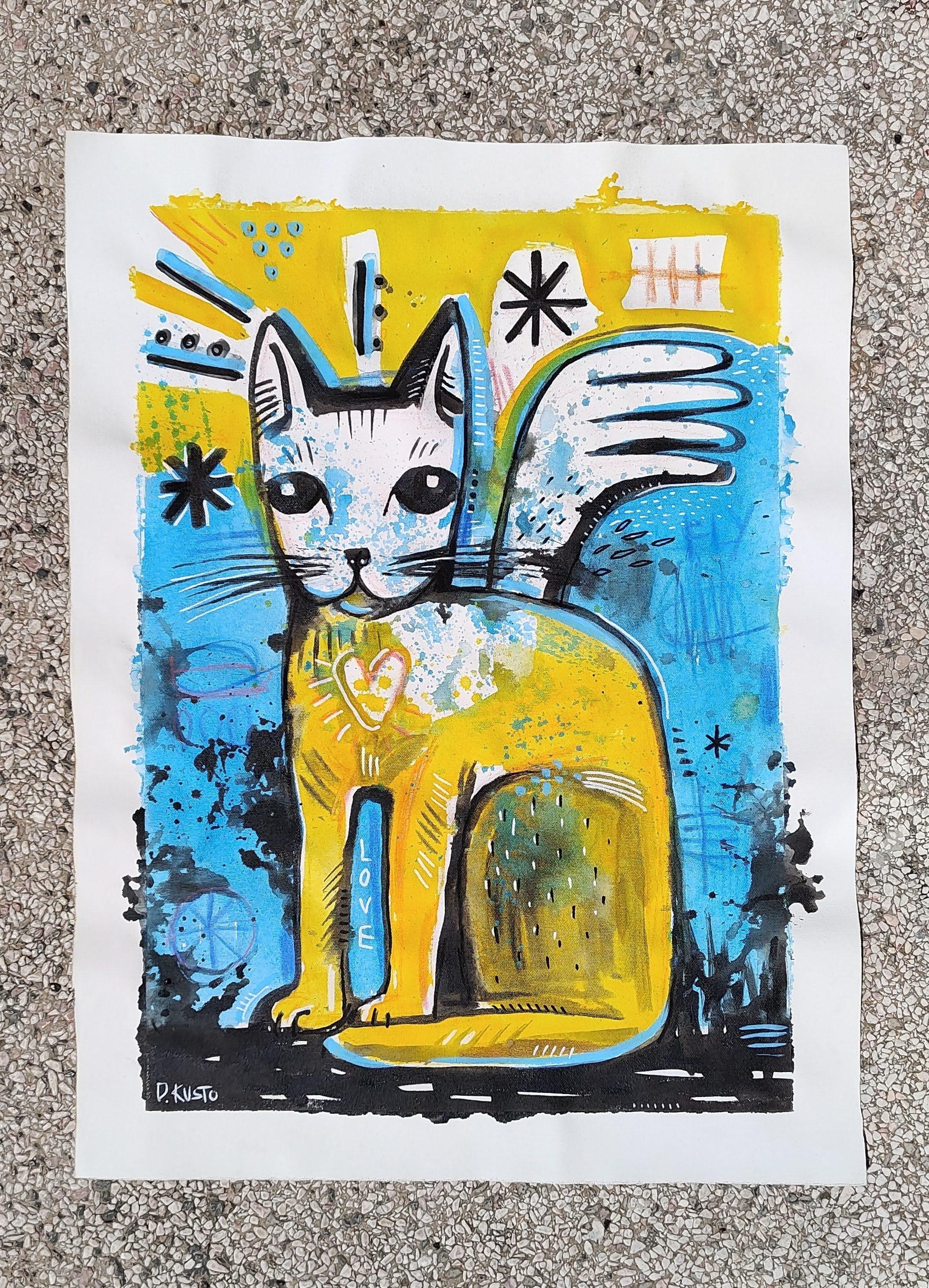ANGEL CAT - Painting by Daria Kusto