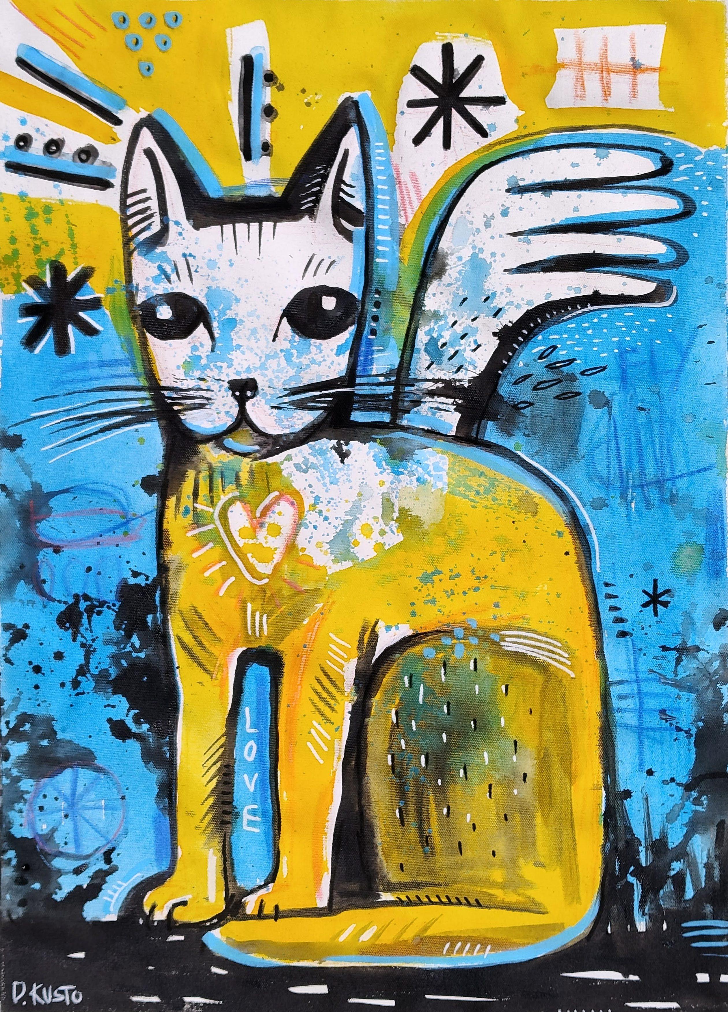 Daria Kusto Animal Painting - ANGEL CAT