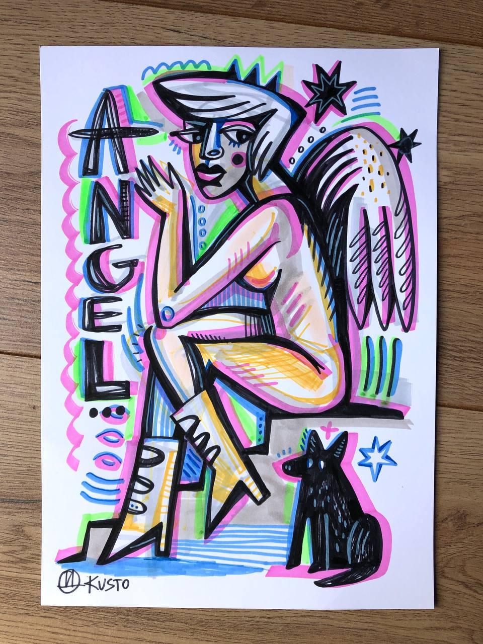ANGEL - Néo-expressionnisme Painting par Daria Kusto