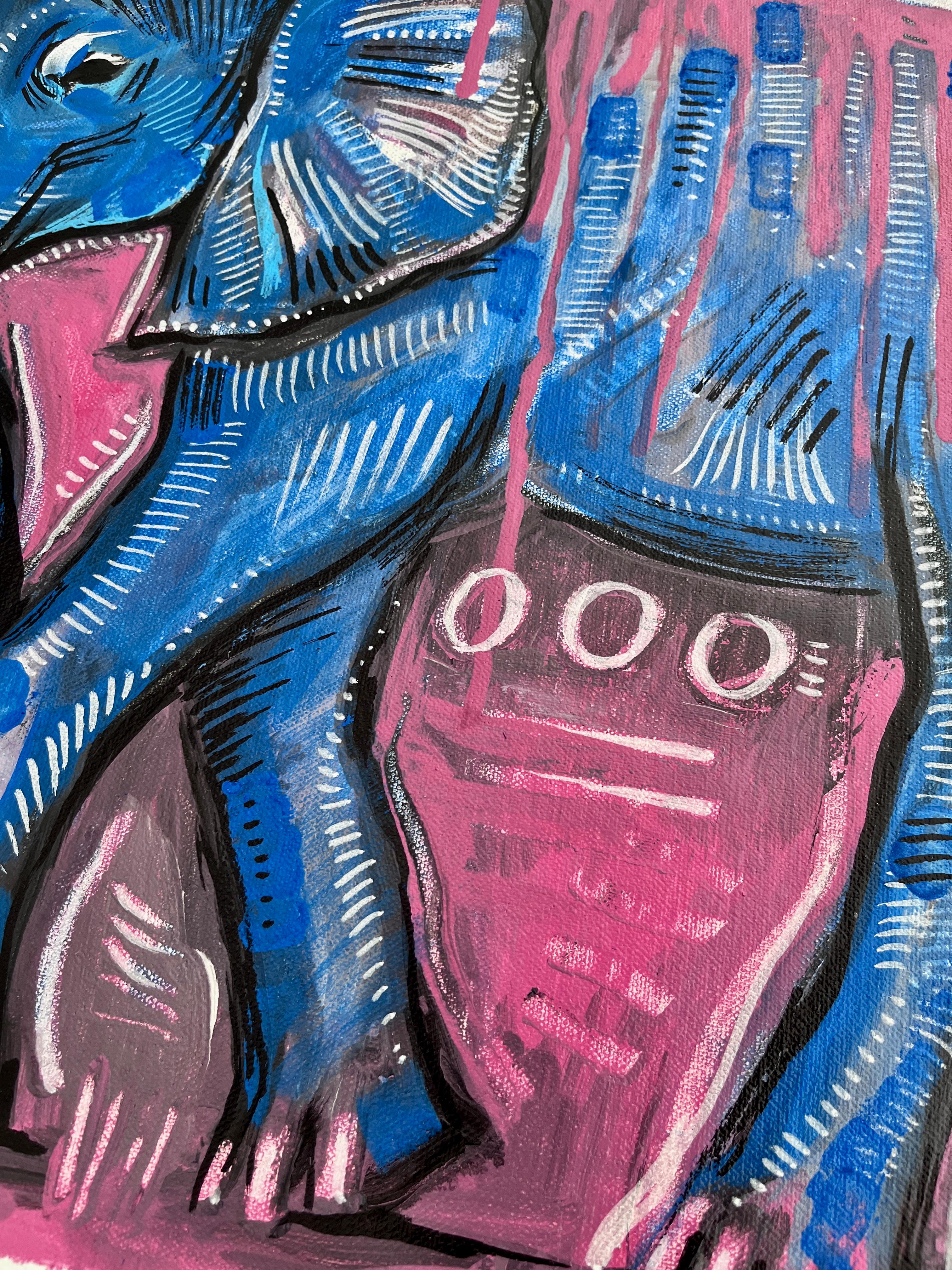 ELEFANTE BLU - Figurative Painting Blu di Daria Kusto