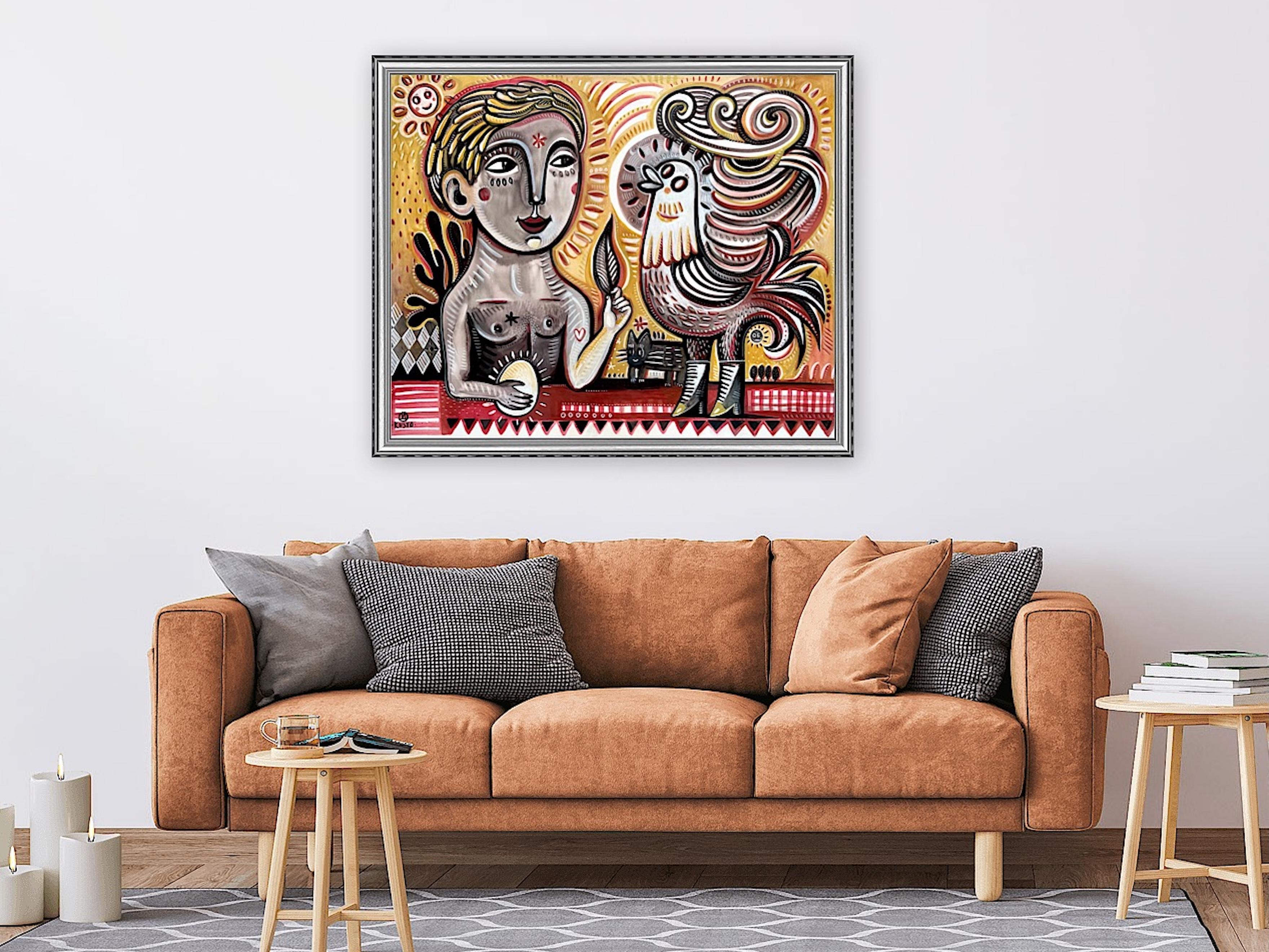 HELLER KOPF UND VOGELGEDANKEN – Painting von Daria Kusto