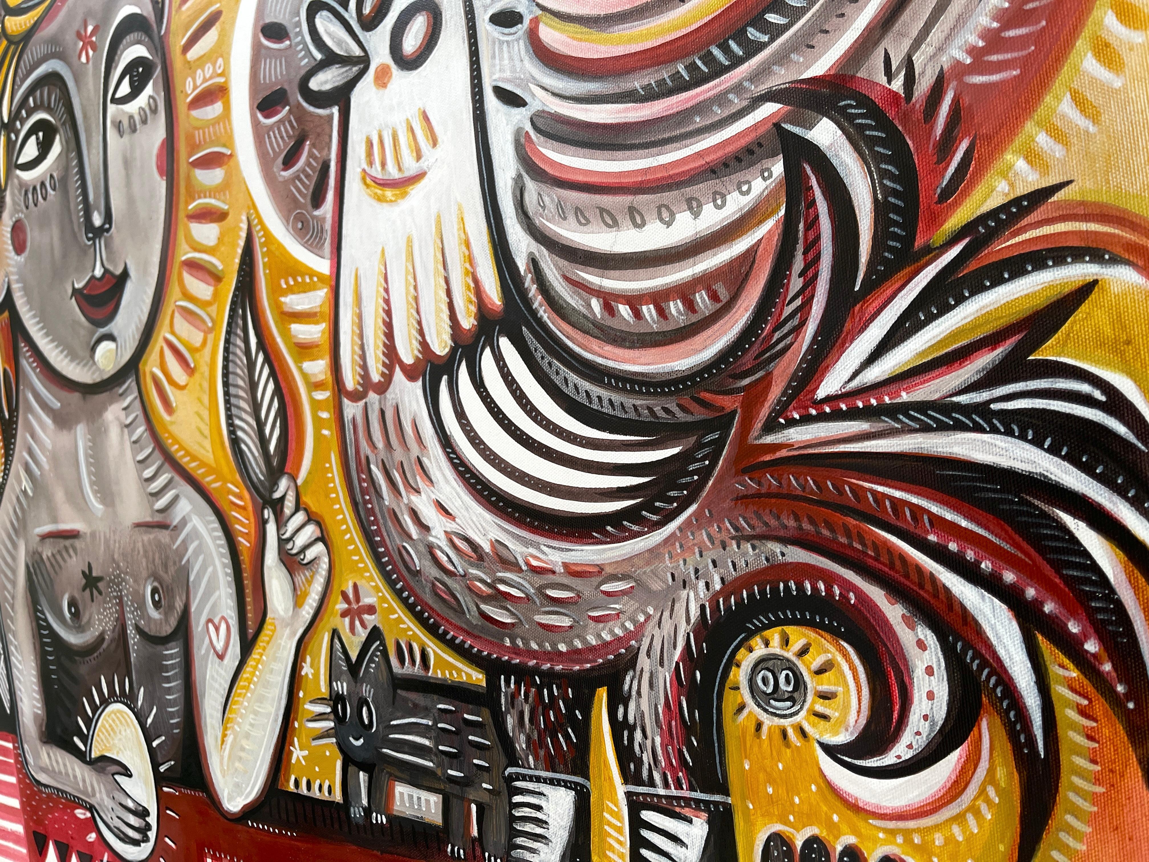 HELLER KOPF UND VOGELGEDANKEN (Impressionismus), Painting, von Daria Kusto