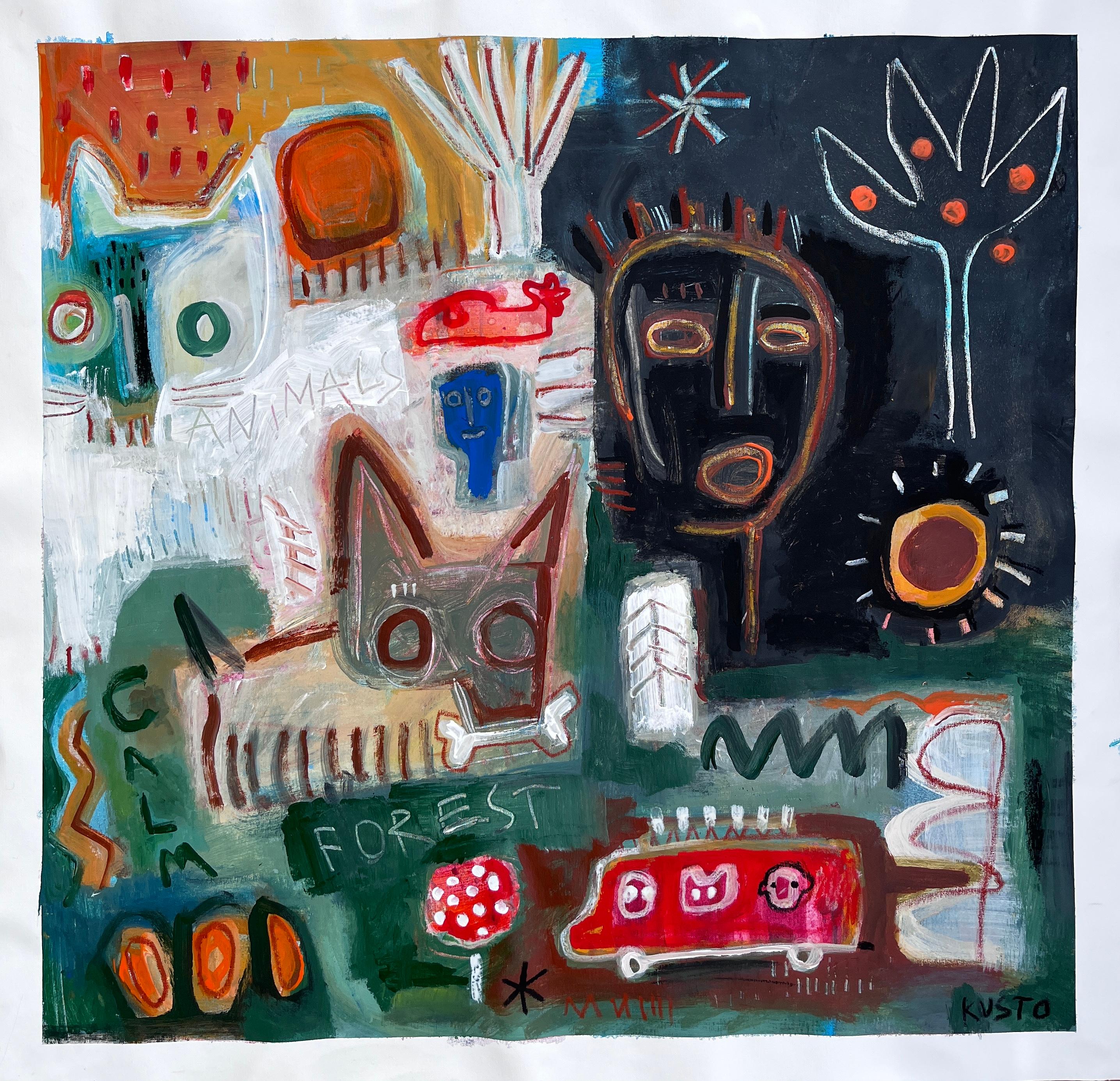 FORESTA CALMA - Animal Painting Nero di Daria Kusto