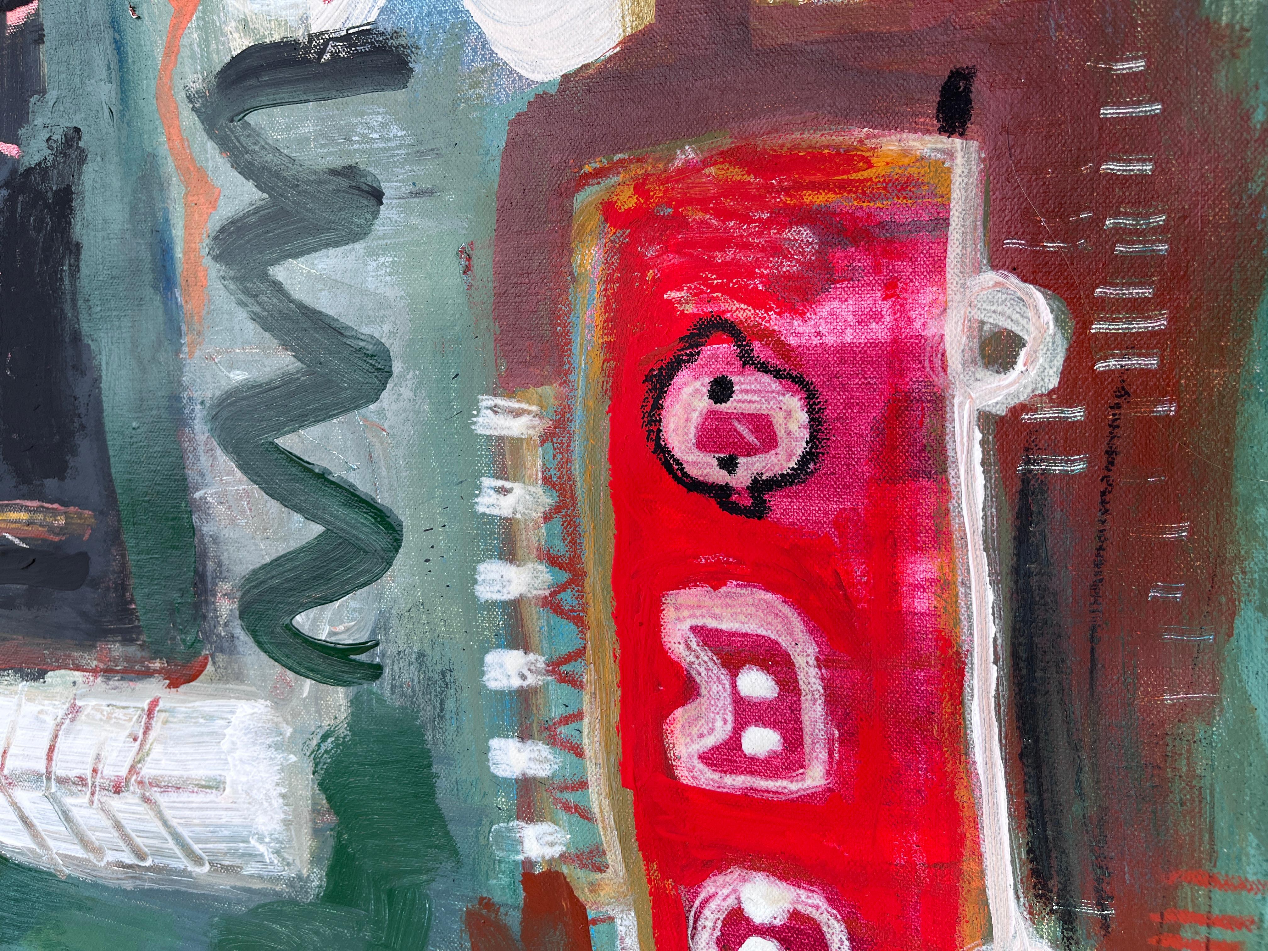 Quadro originale di Daria Kusto.
Questo pezzo è incentrato sulle vibrazioni della foresta, mescolate al mio amore per l'Art Brut e la Pop Art, con una grande dose di ispirazione Basquiat. Ci sono i gatti, la foresta e un senso di calma selvaggia,