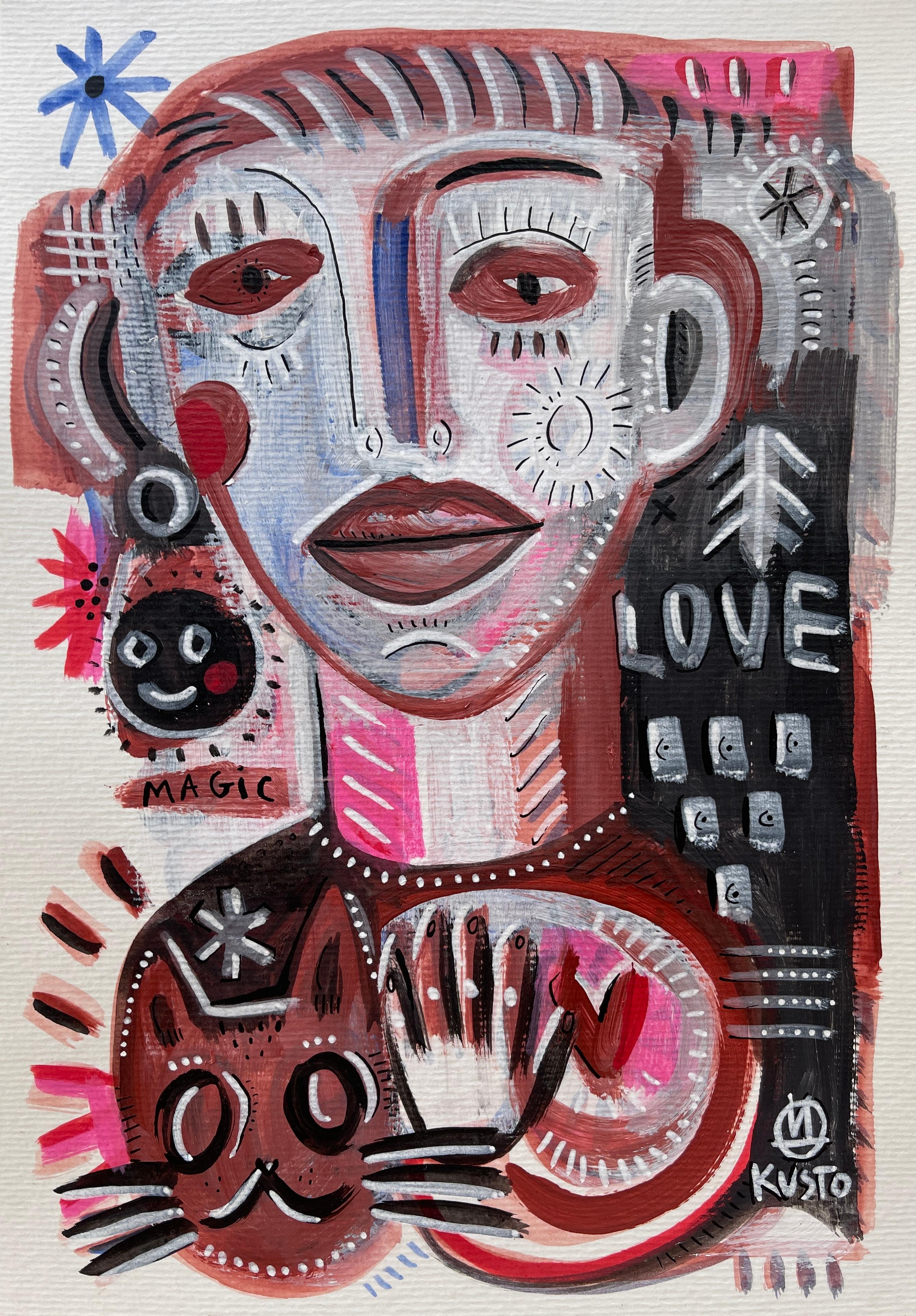 Animal Painting Daria Kusto - CHAT & MAGIE DE L'AMOUR