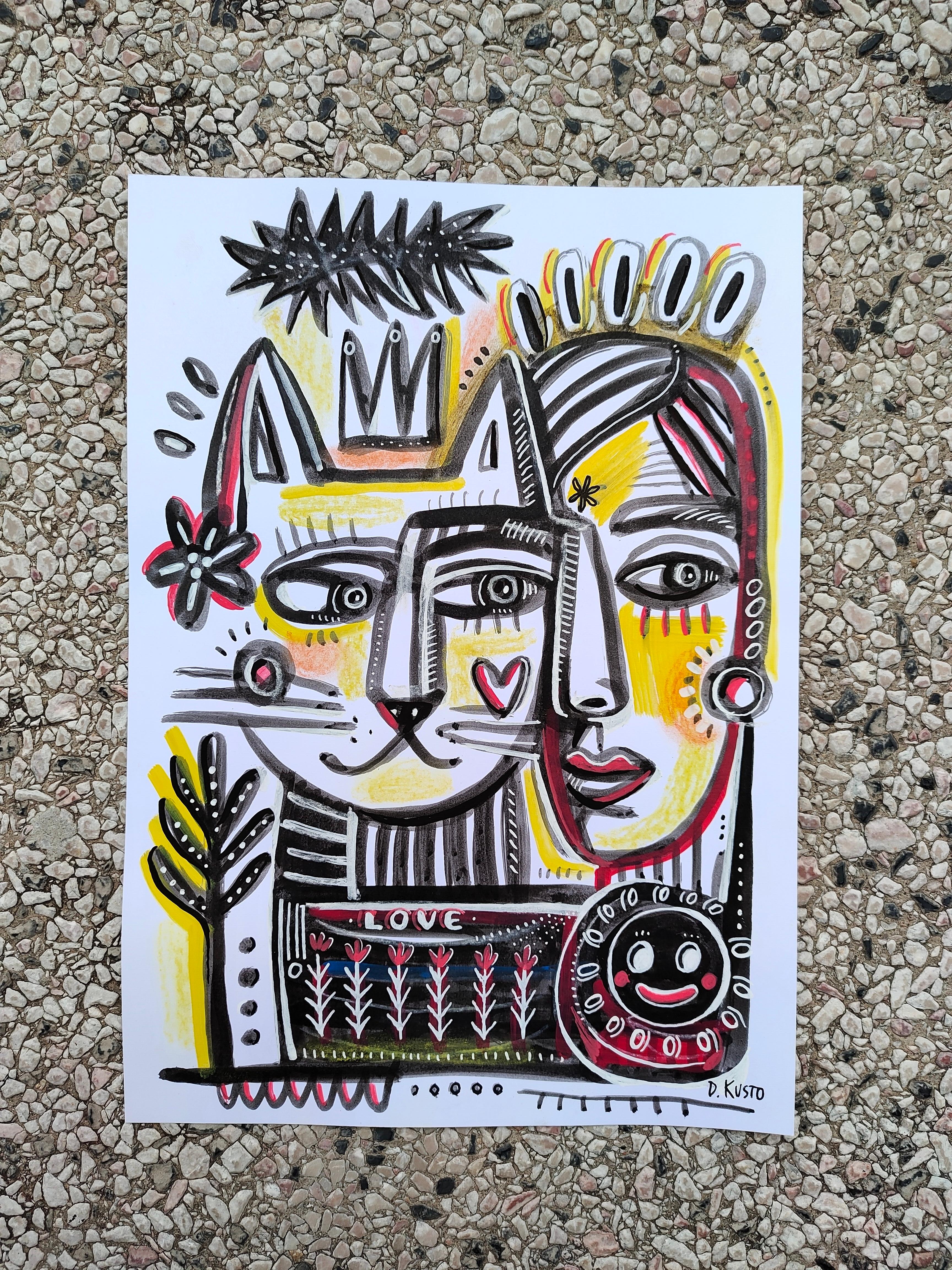 CITTÀ DELL'AMORE - Portrait Painting Beige di Daria Kusto