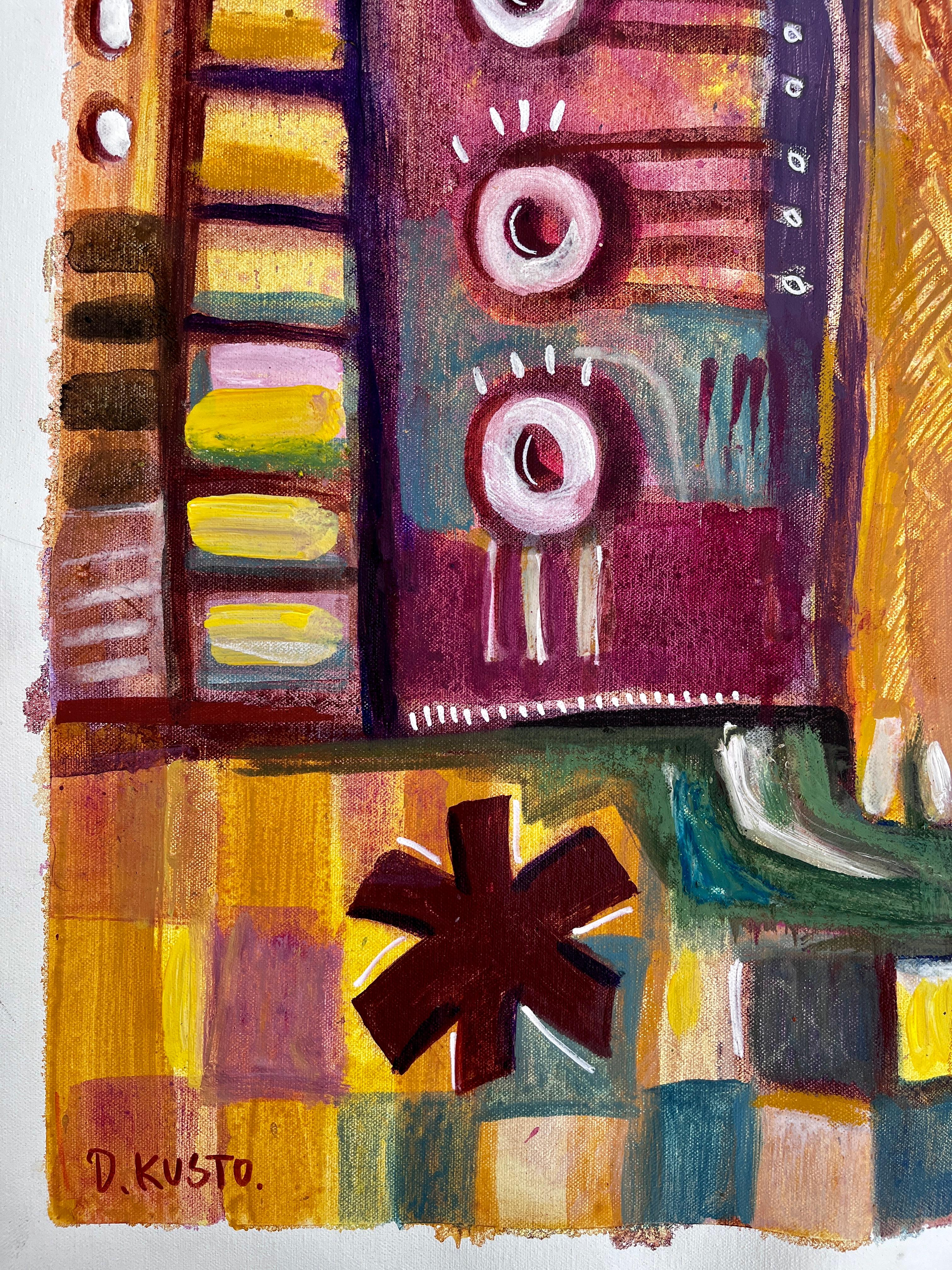 „COFFEE WITH CAT“ (Neue Wilde), Painting, von Daria Kusto