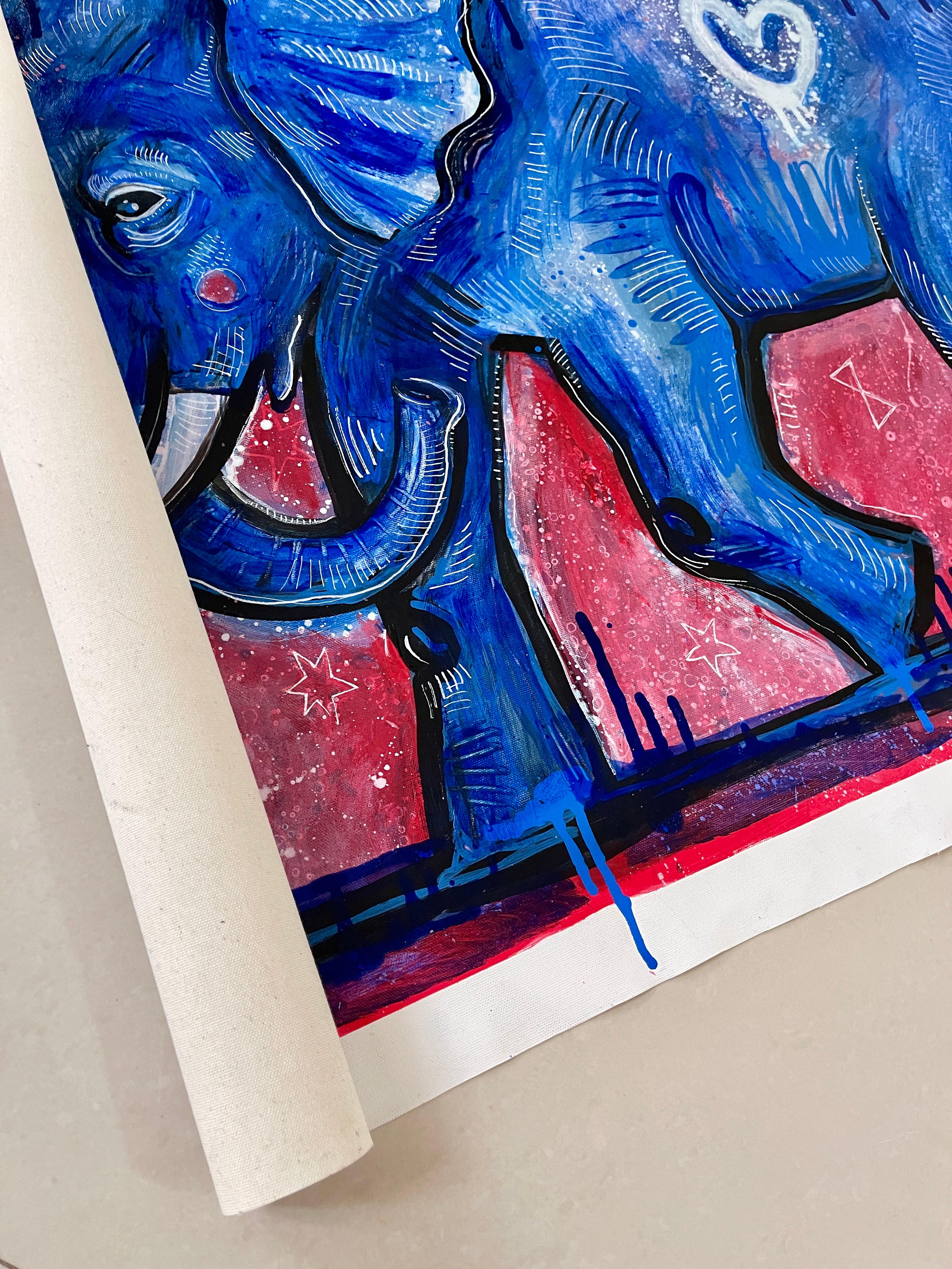ÉLÉPHANT COSMIQUE - Impressionnisme Painting par Daria Kusto