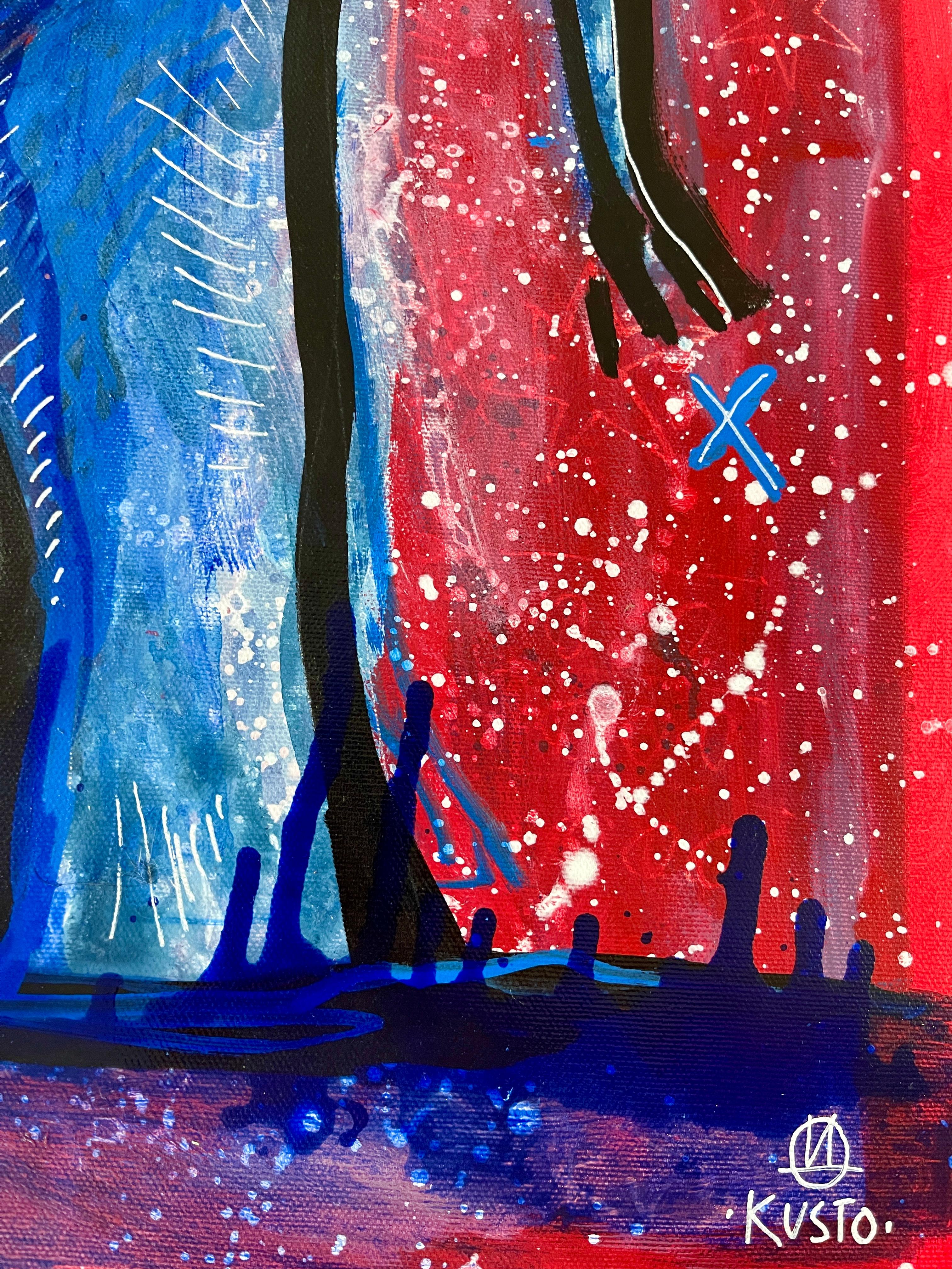 ÉLÉPHANT COSMIQUE - Violet Animal Painting par Daria Kusto