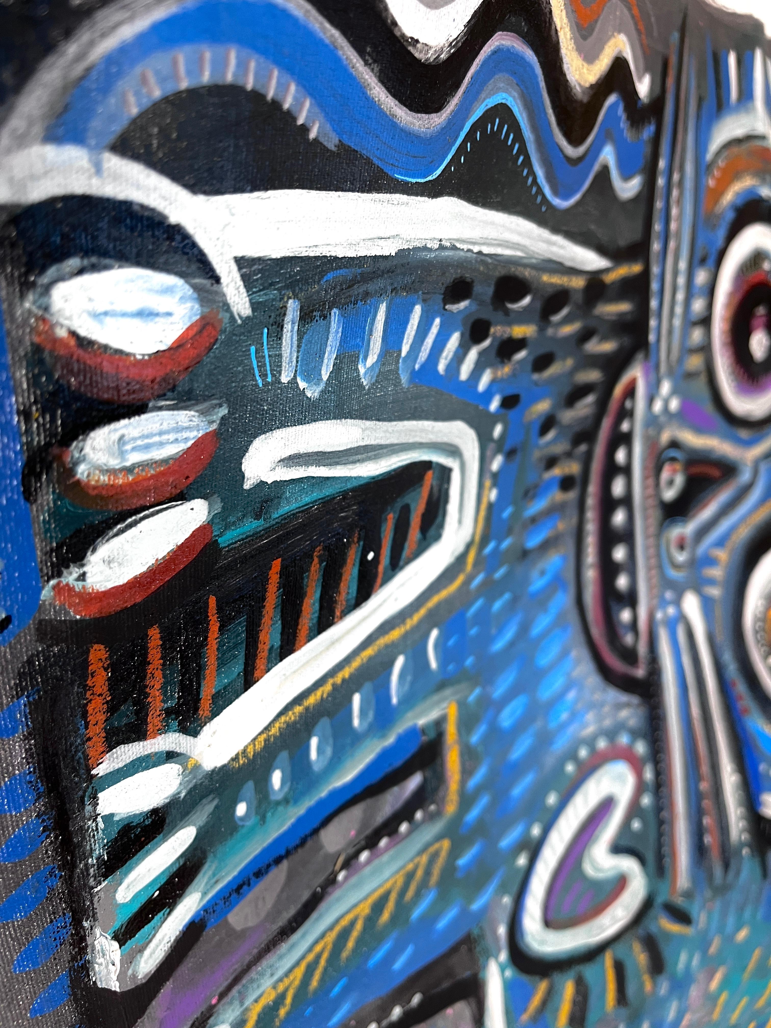 CRAZY CAT (Violett), Animal Painting, von Daria Kusto