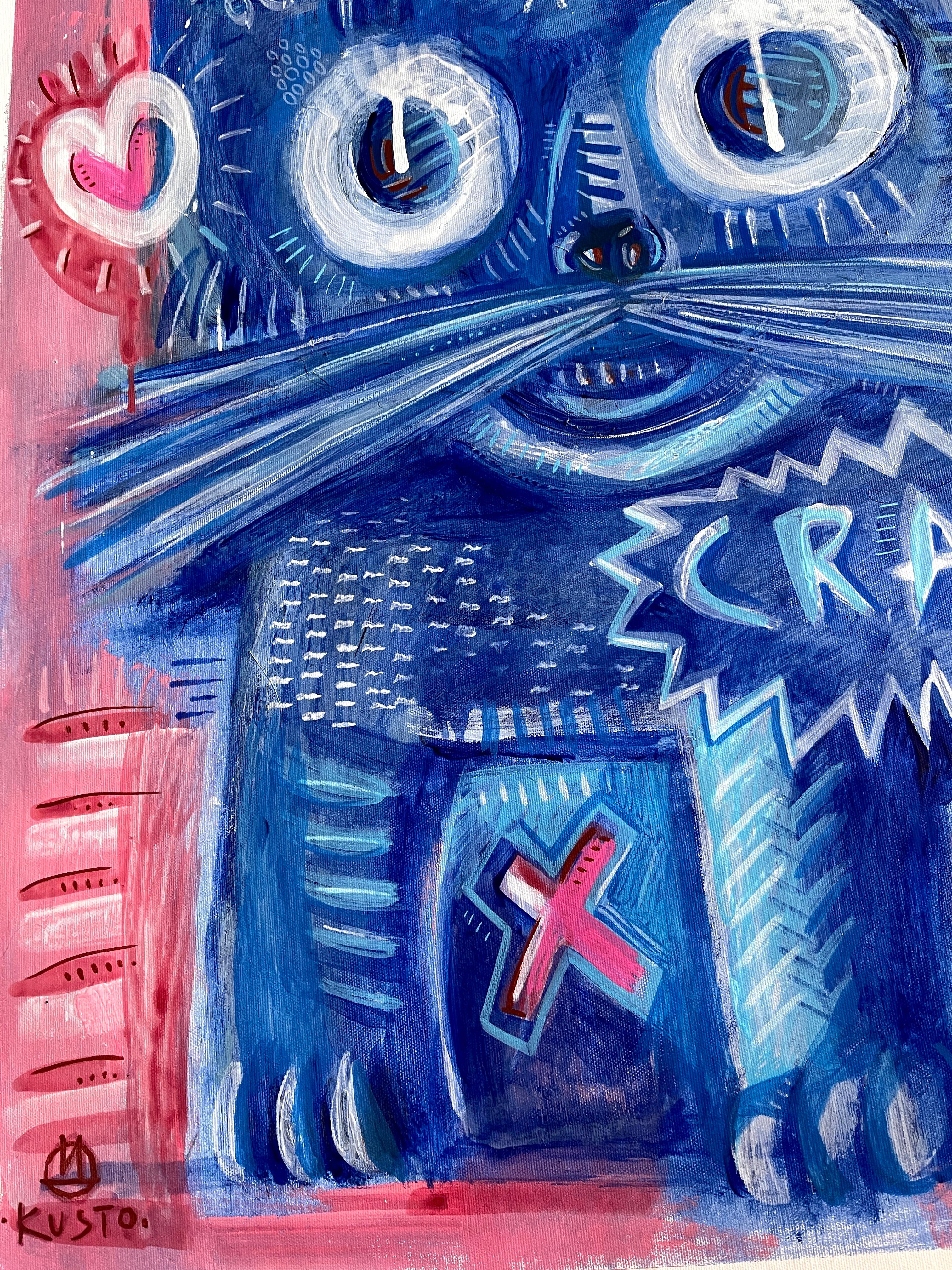 CRAZY LOVE - Blue Figurative Painting by Daria Kusto