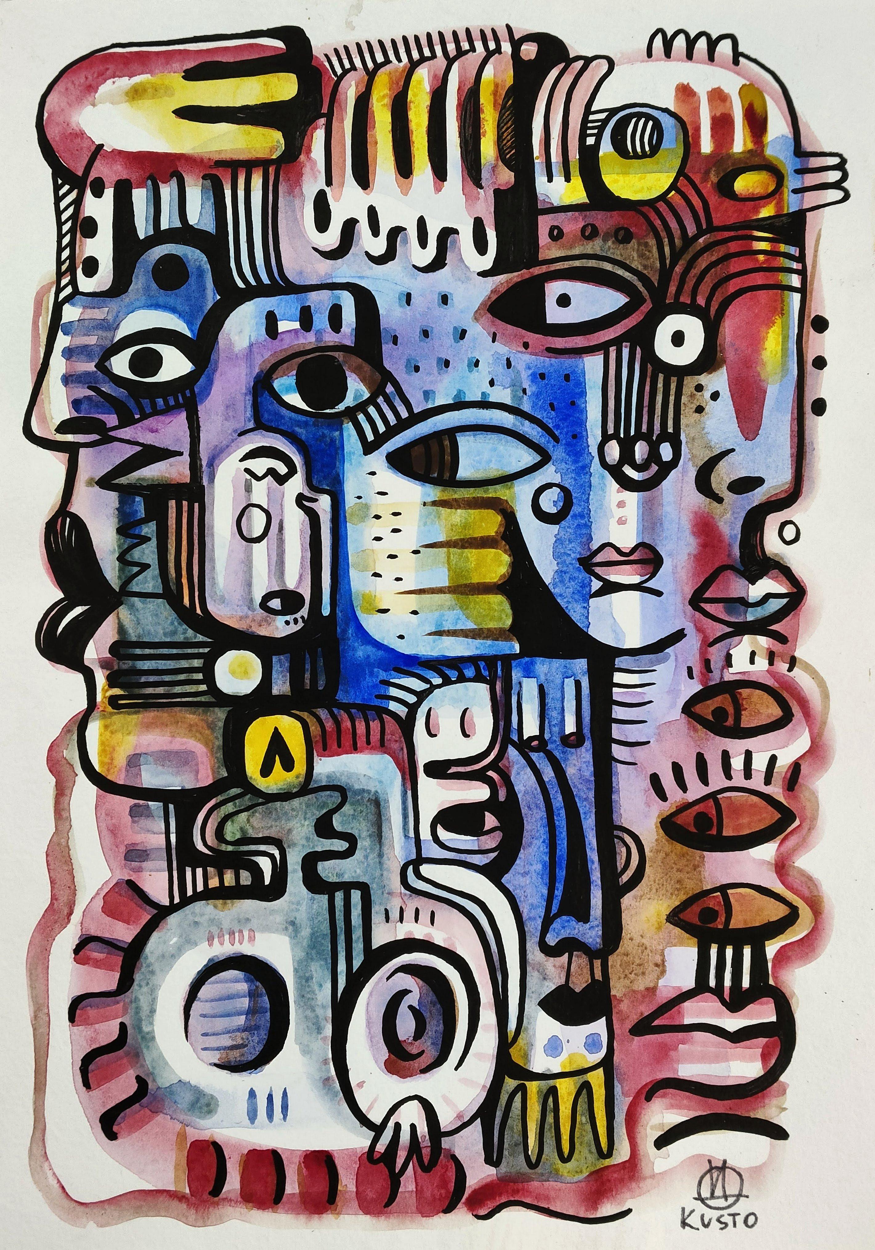 Figurative Painting Daria Kusto - FACES