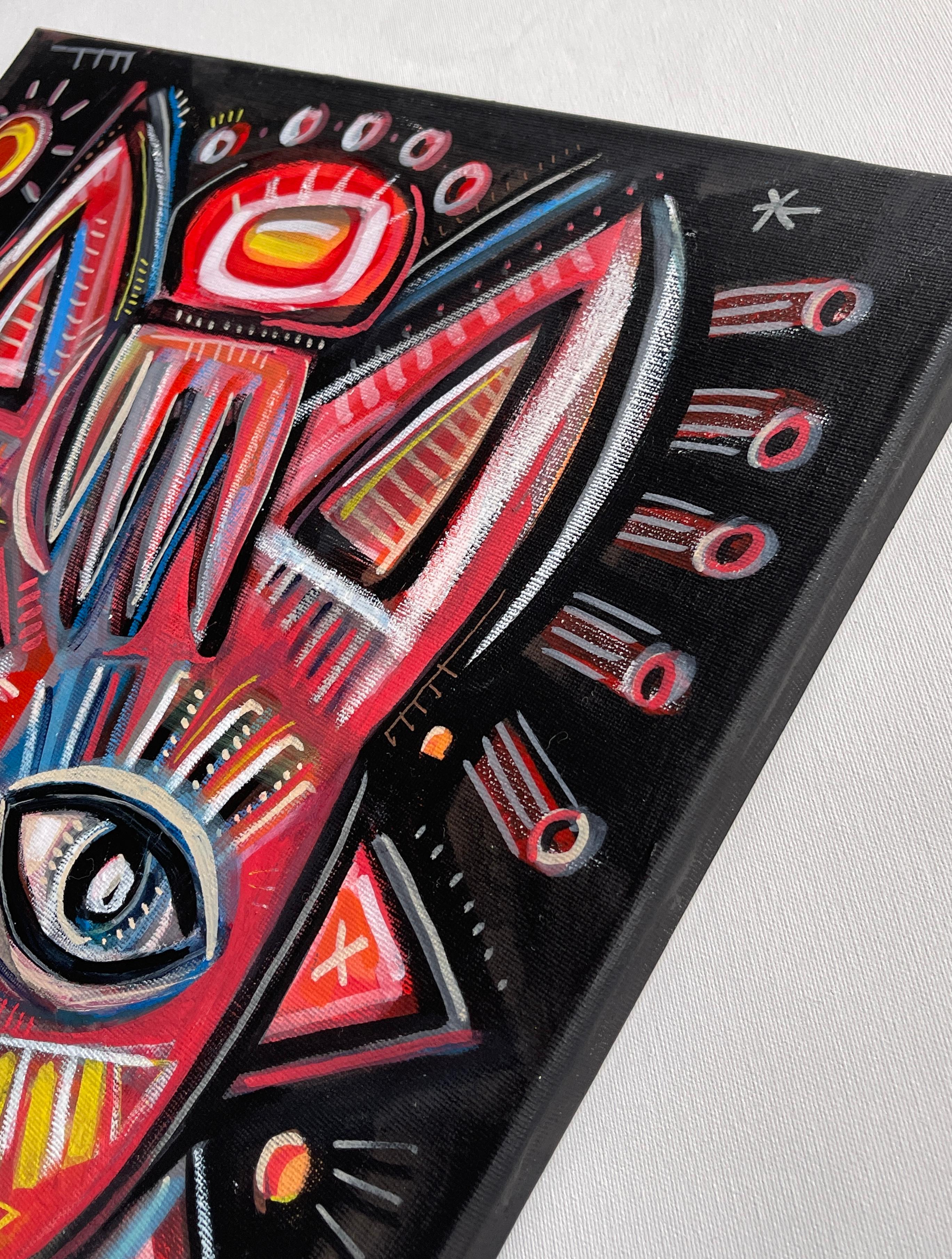 FIERY HORSE (Schwarz), Figurative Painting, von Daria Kusto