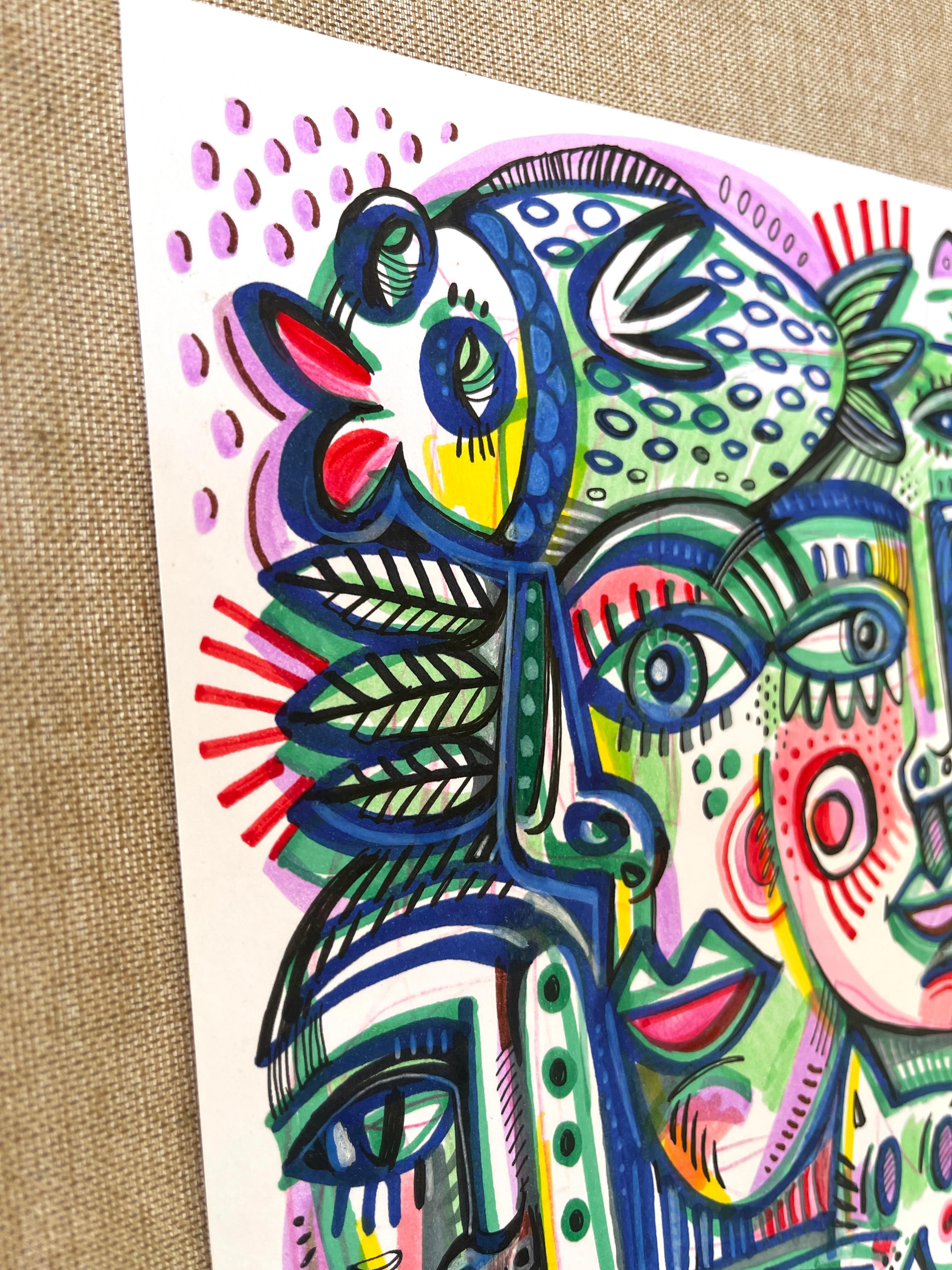 DIE UMARMUNG DER NATUR (Blau), Portrait, von Daria Kusto