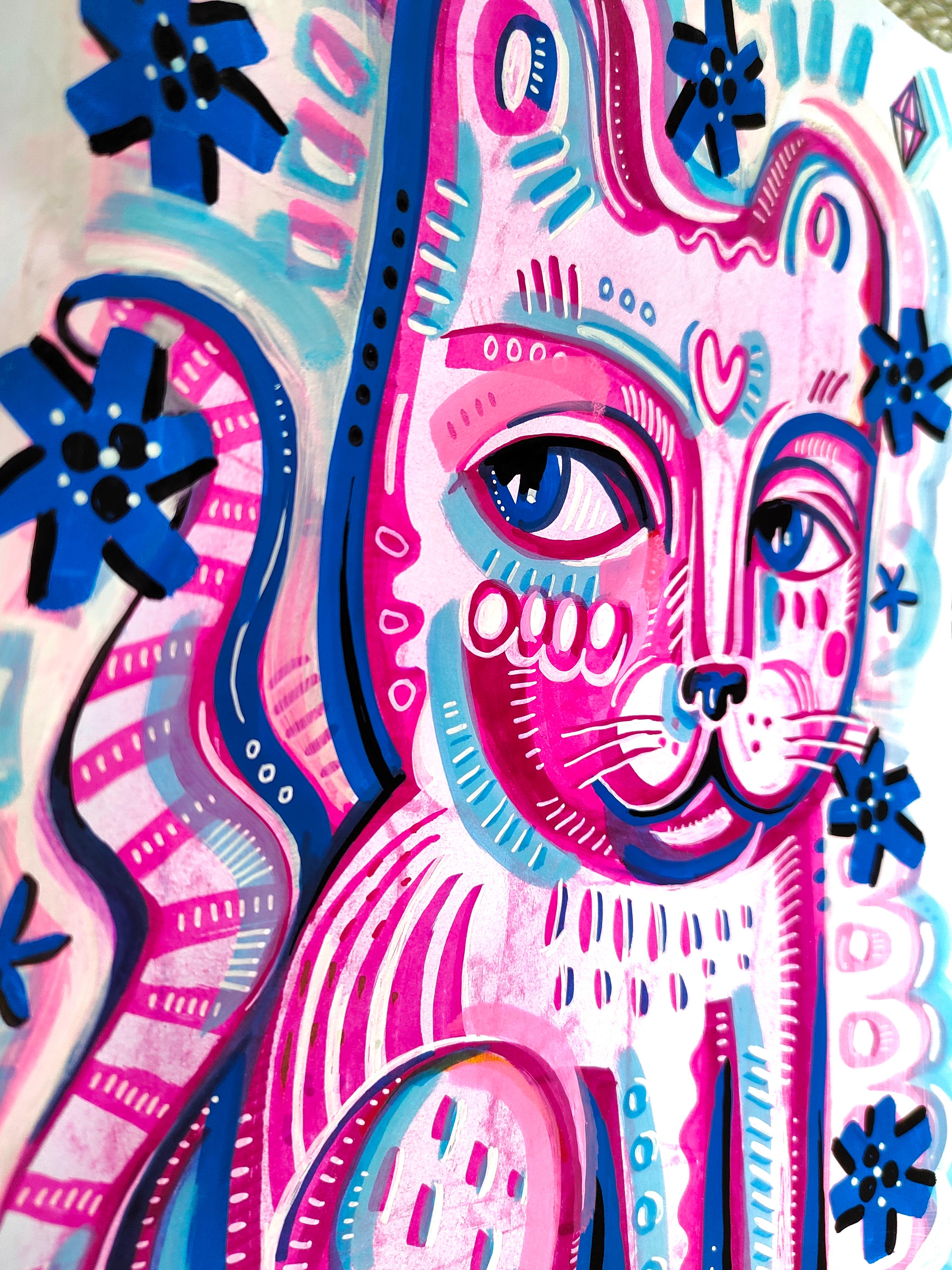 PINK PANTHER - Neo-Expressionist Painting by Daria Kusto