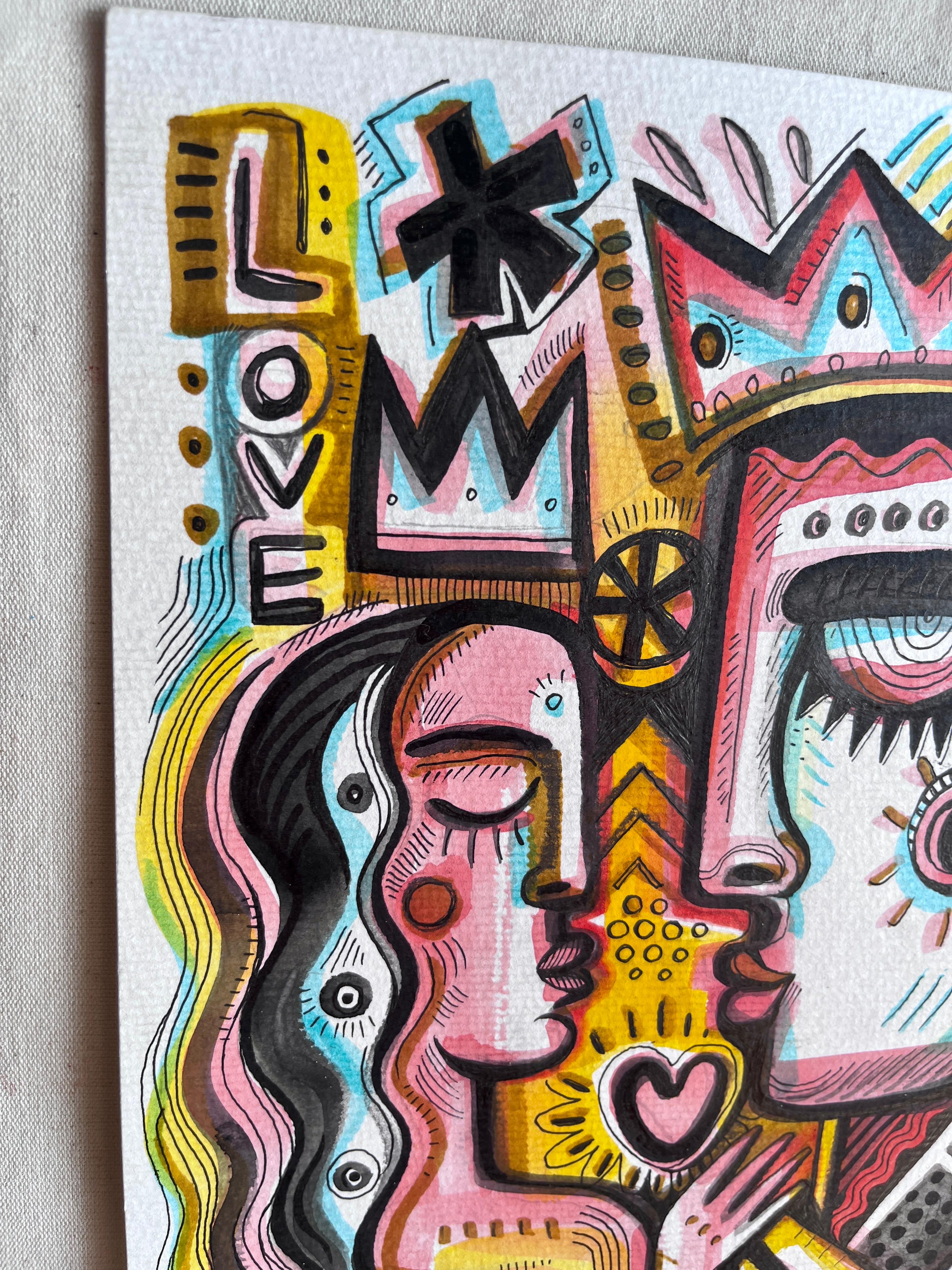 POESIA D'AMORE - Portrait Painting Beige di Daria Kusto