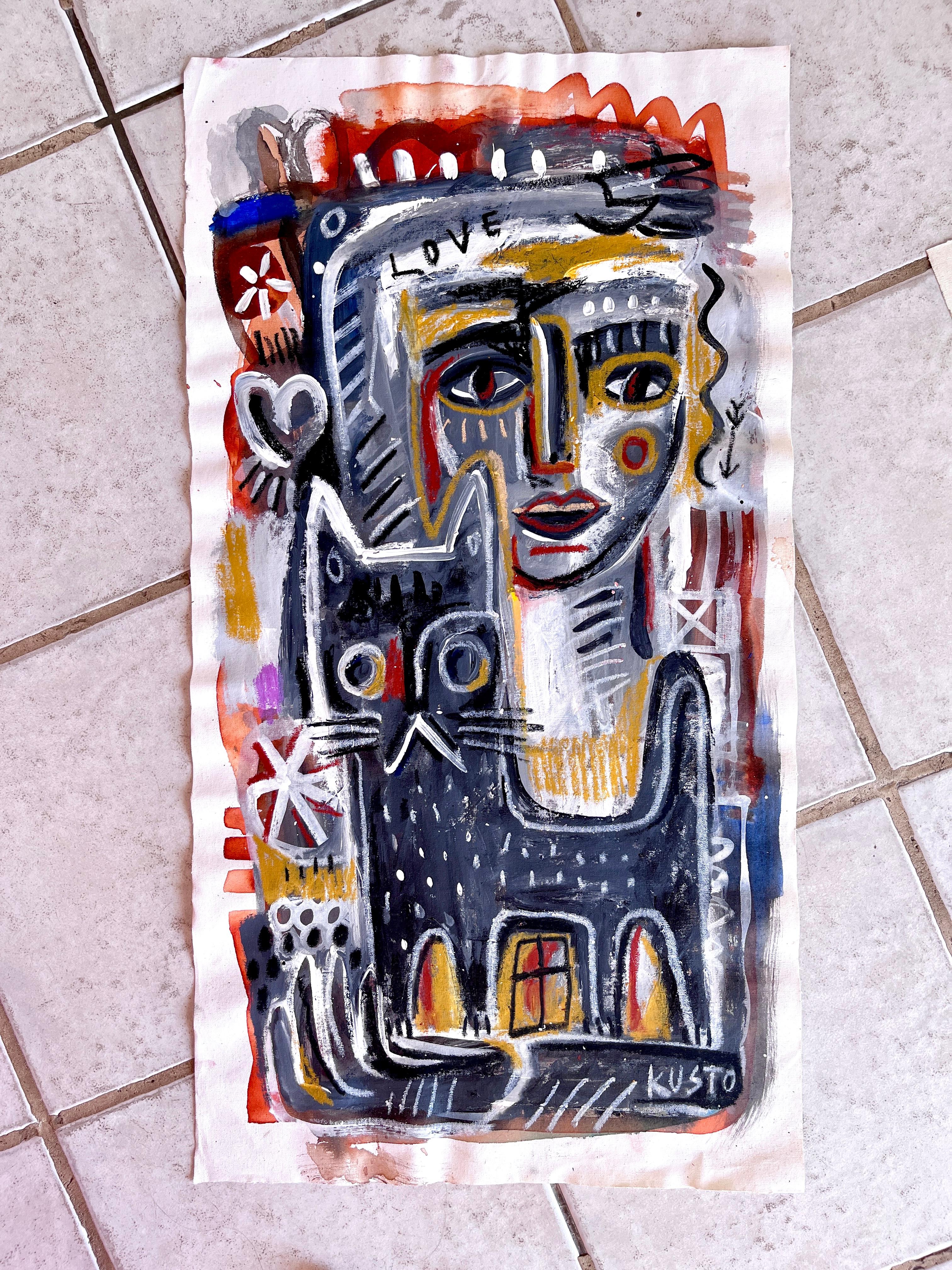 RITRATTO CON GATTO - Painting di Daria Kusto
