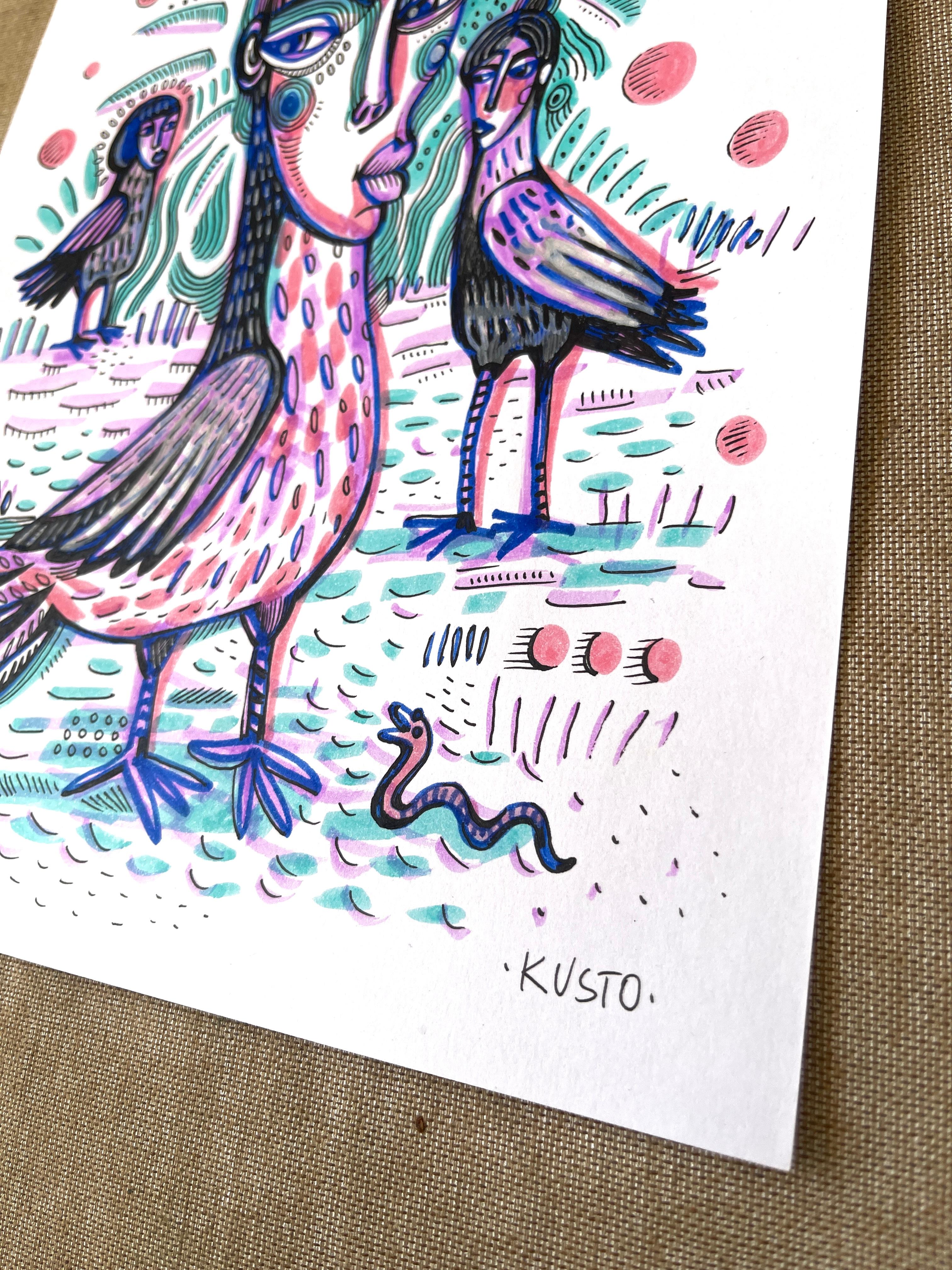 PRETTY BIRDIE (Violett), Portrait, von Daria Kusto