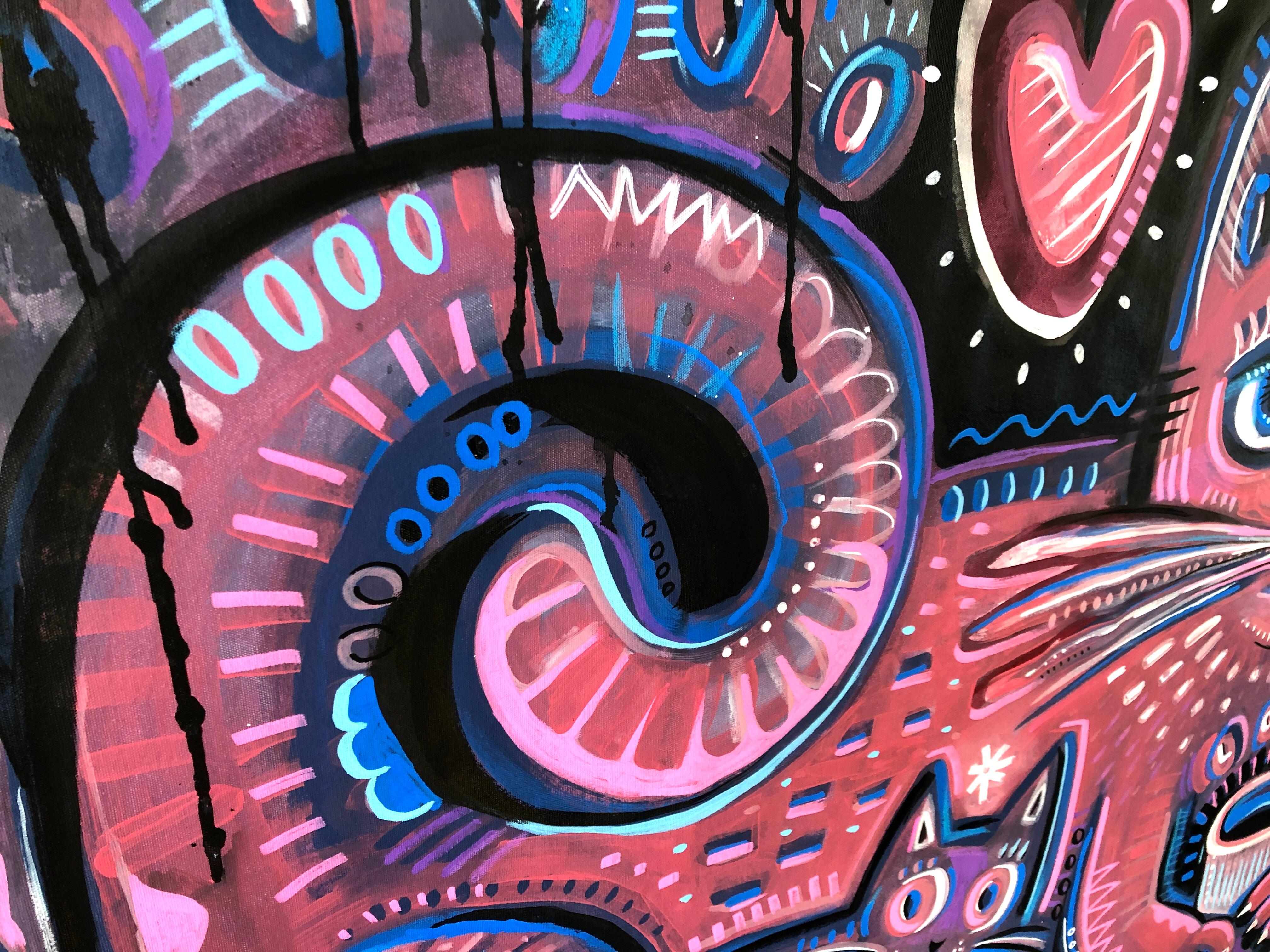 PINK KATZEN (Neue Wilde), Painting, von Daria Kusto