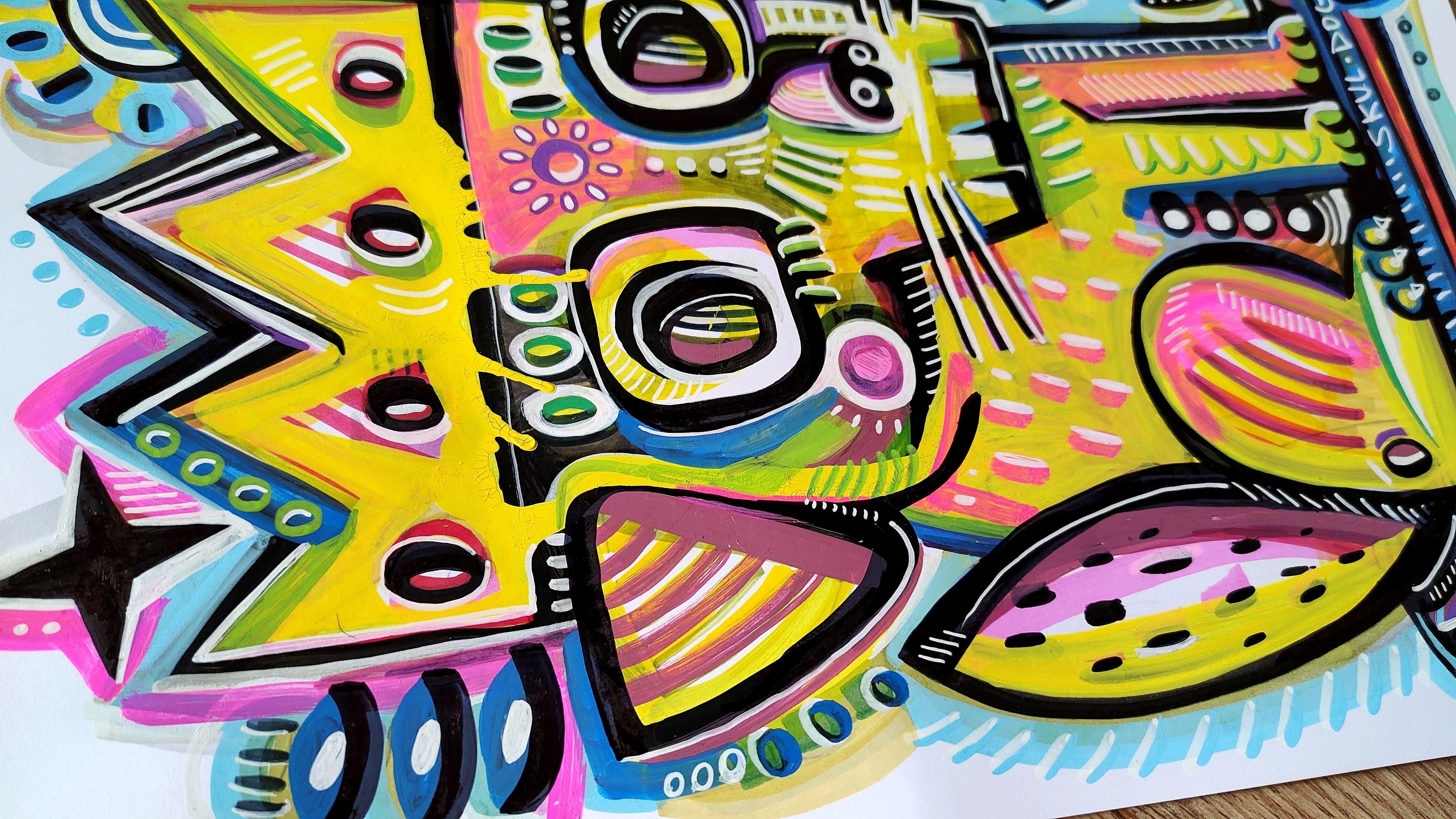 Opere originali di DARIA KUSTO.
la realtà del flusso magico.
Pennarelli su carta.

