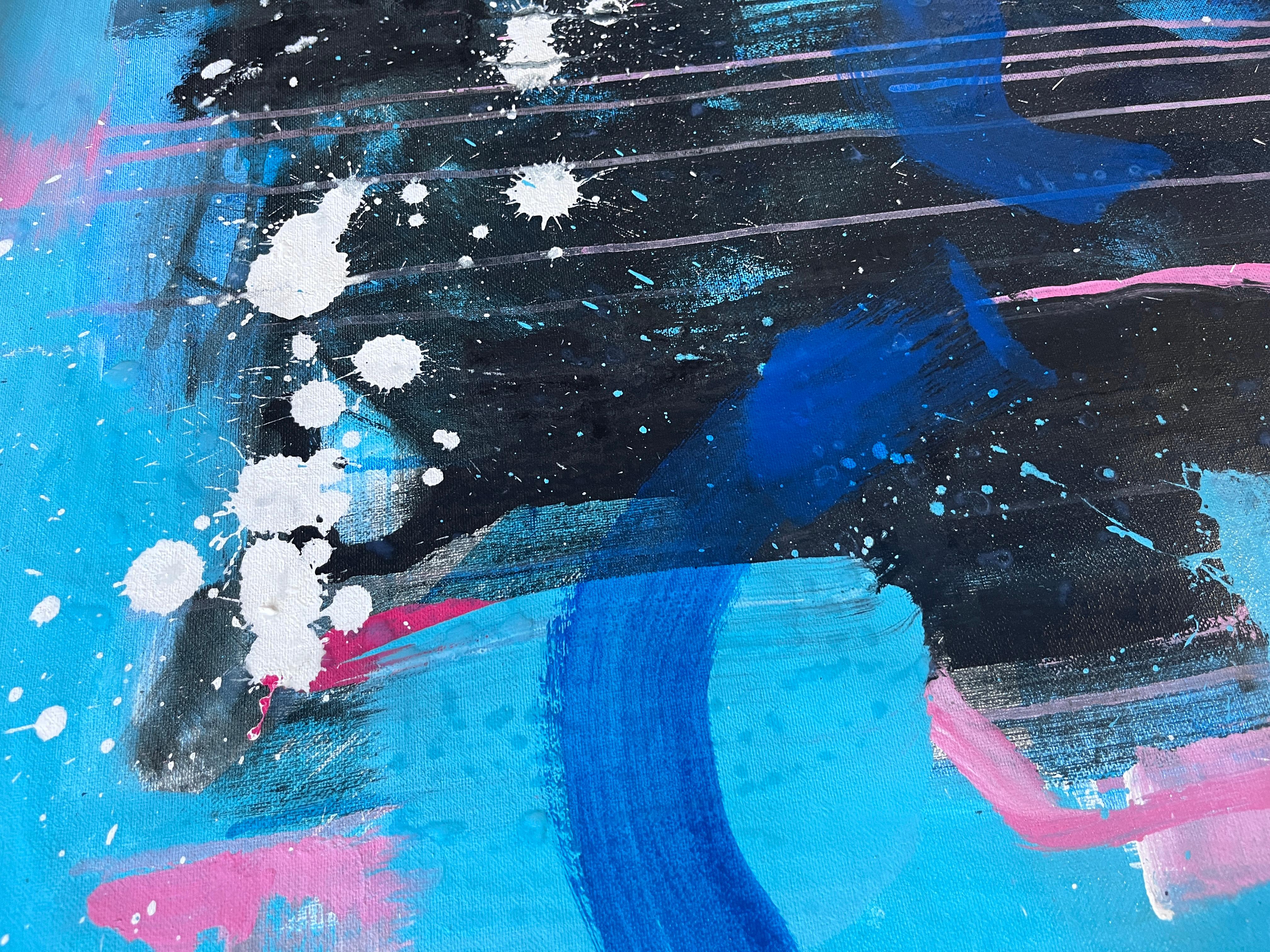 SWEET MOMENTS - Blue Abstract Painting by Daria Kusto