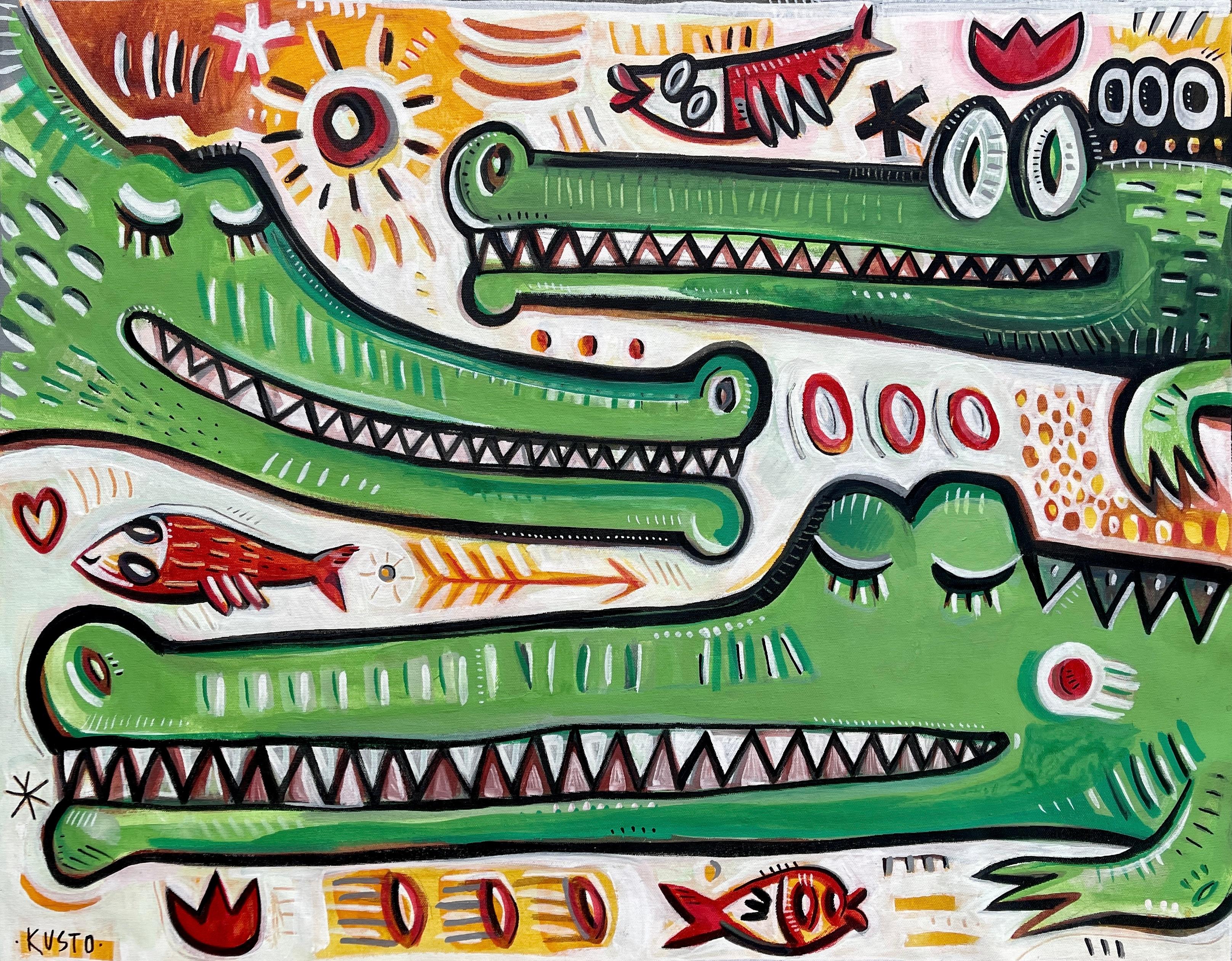 DIE FAM. CROCO (Impressionismus), Painting, von Daria Kusto