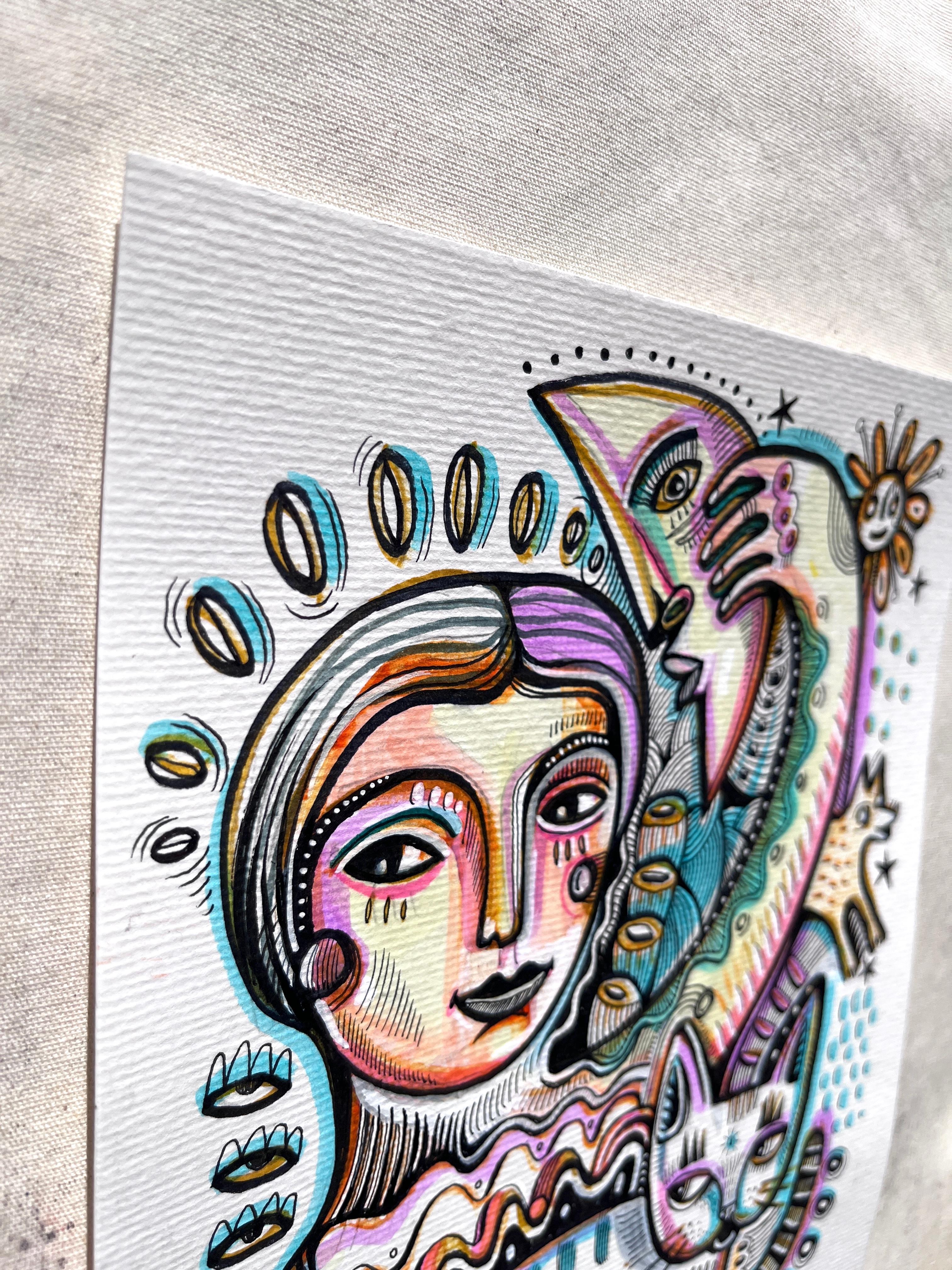 Quadro originale di Daria Kusto.
2024y.
inchiostro e pennarelli su carta acquerello.
LA REALTÀ DEL FLUSSO MAGICO...