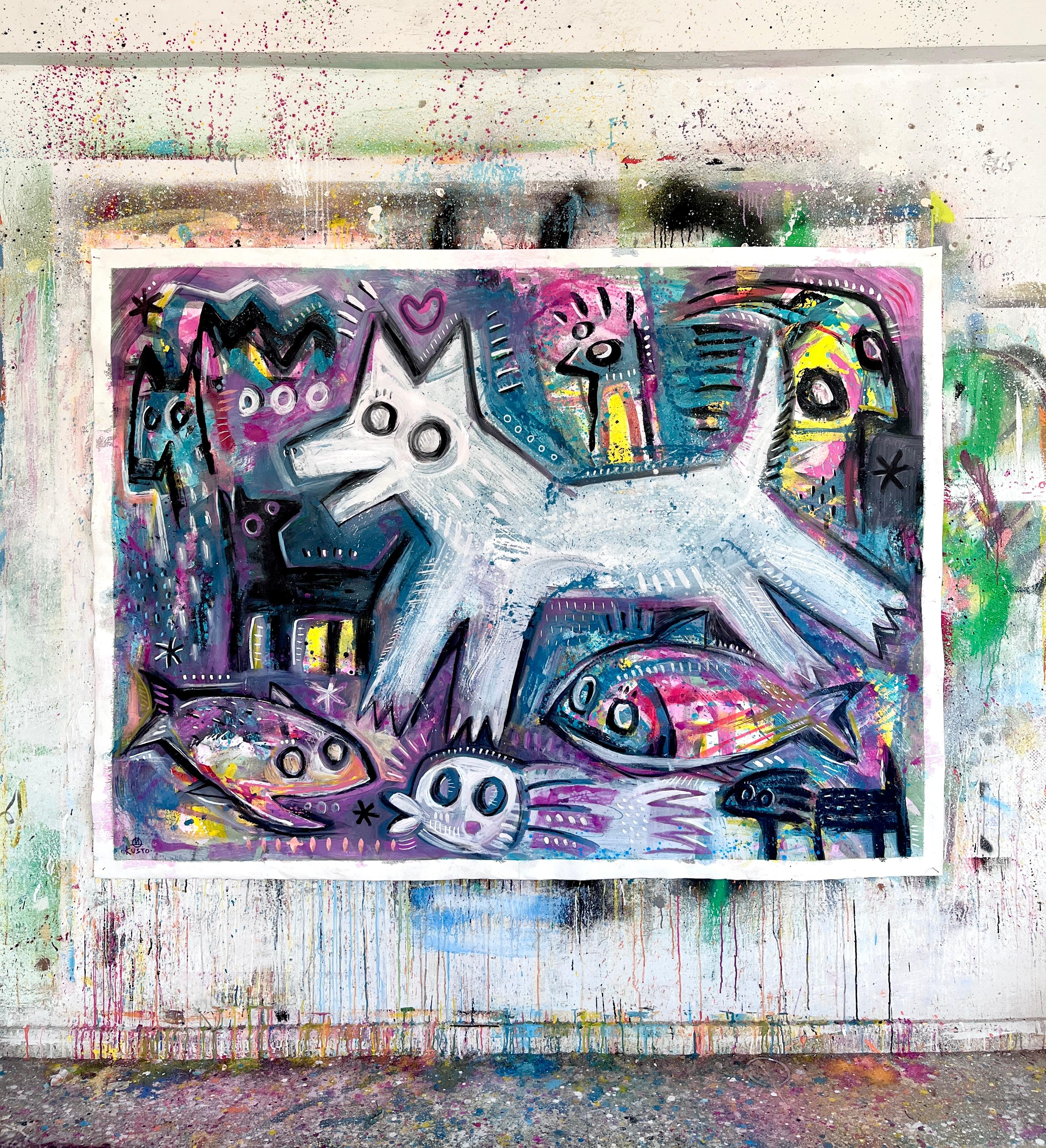 WHITE DOG – Painting von Daria Kusto