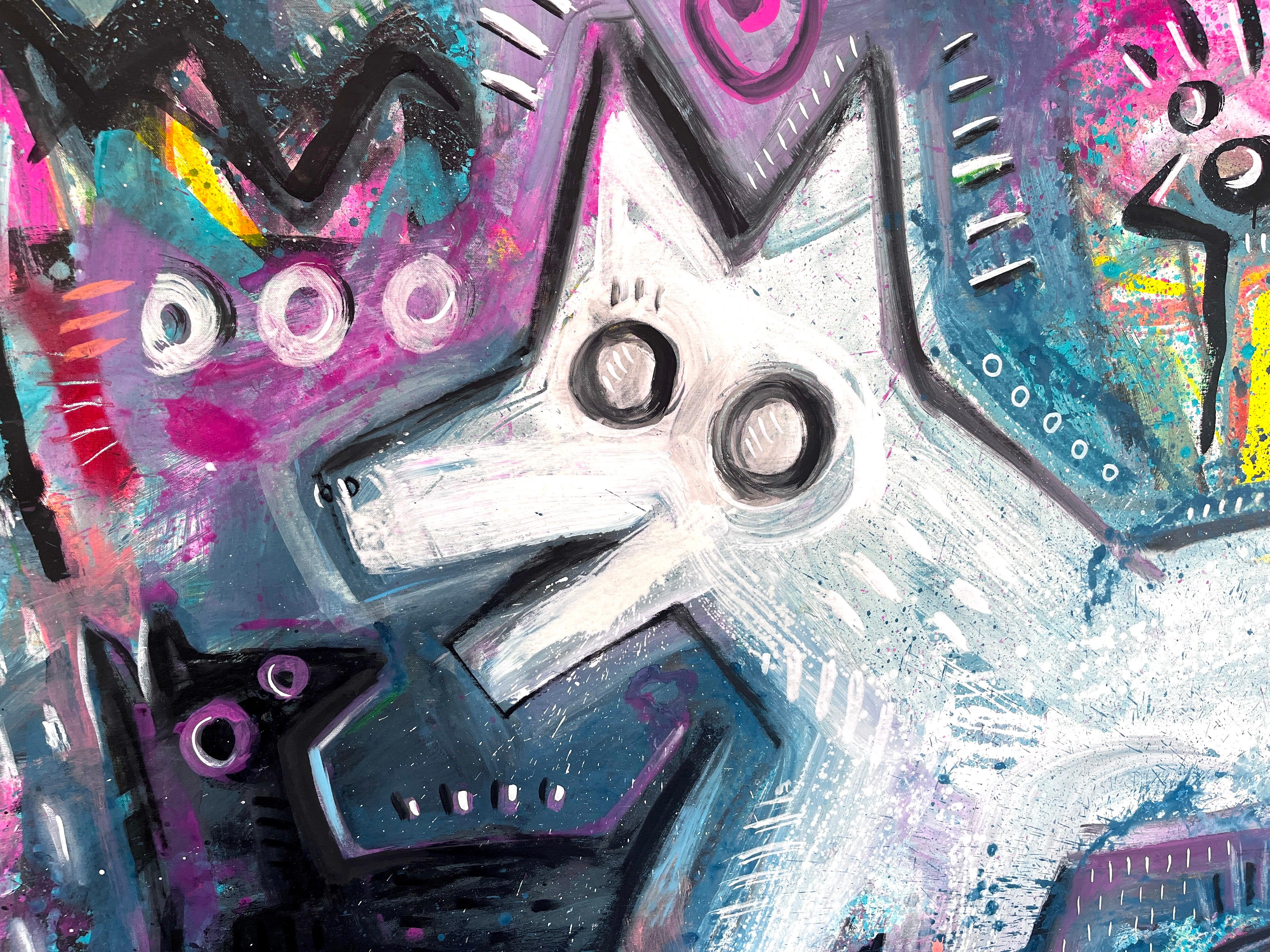 WHITE DOG (Art brut), Painting, von Daria Kusto