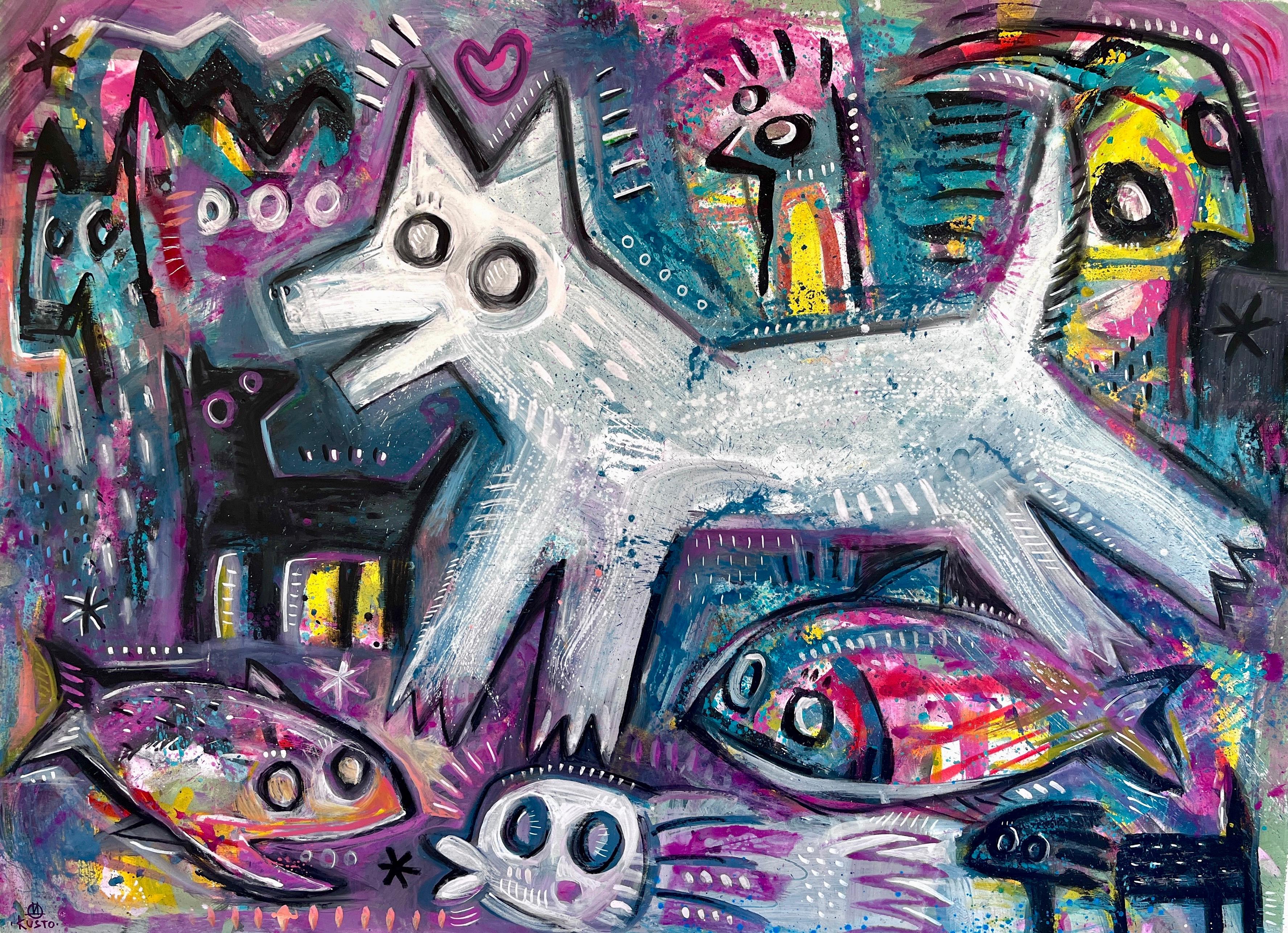 Daria Kusto Figurative Painting – WHITE DOG