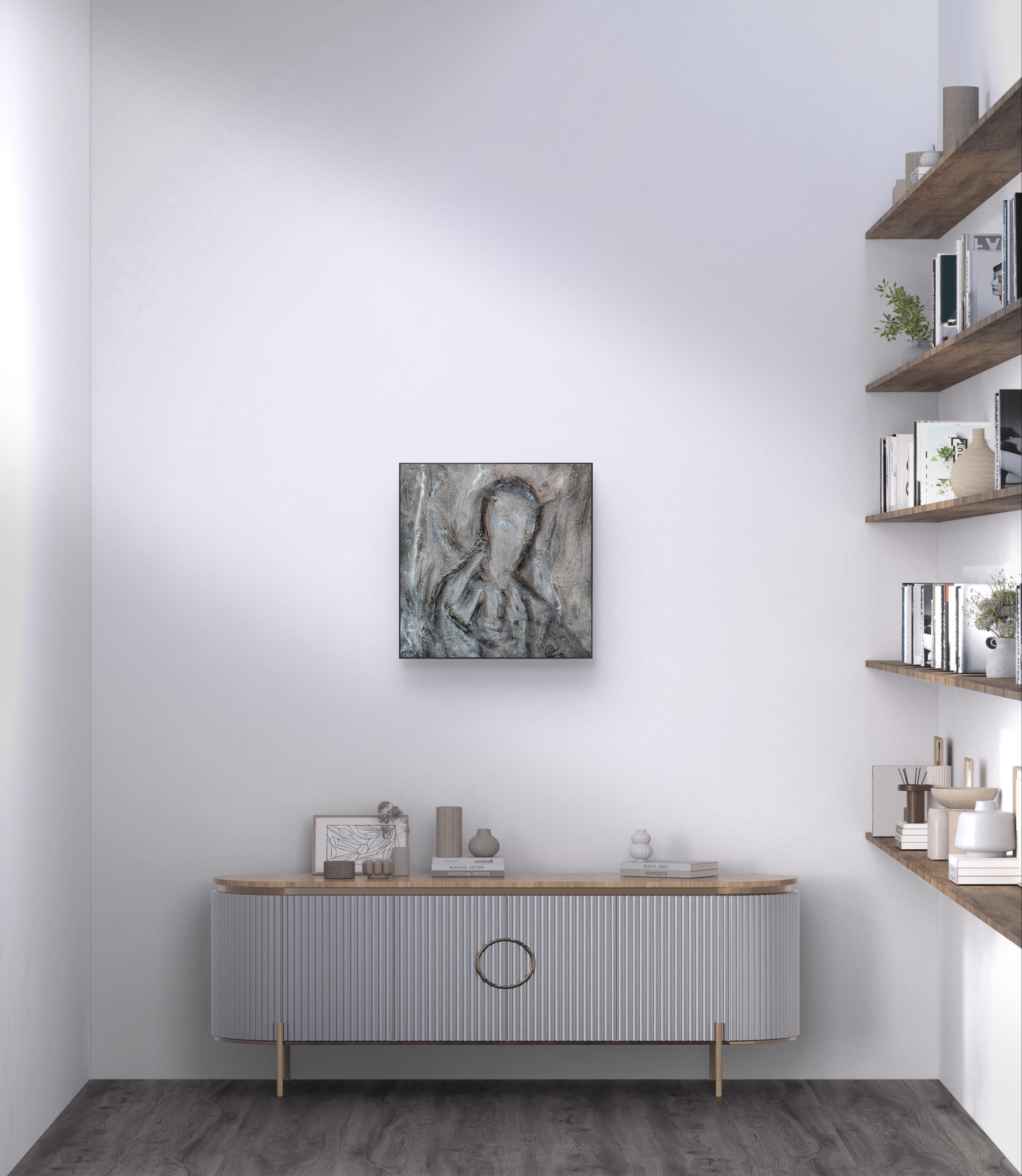 Esisti o ti ho inventato? - Abstract Painting Grigio di Daria Luhova