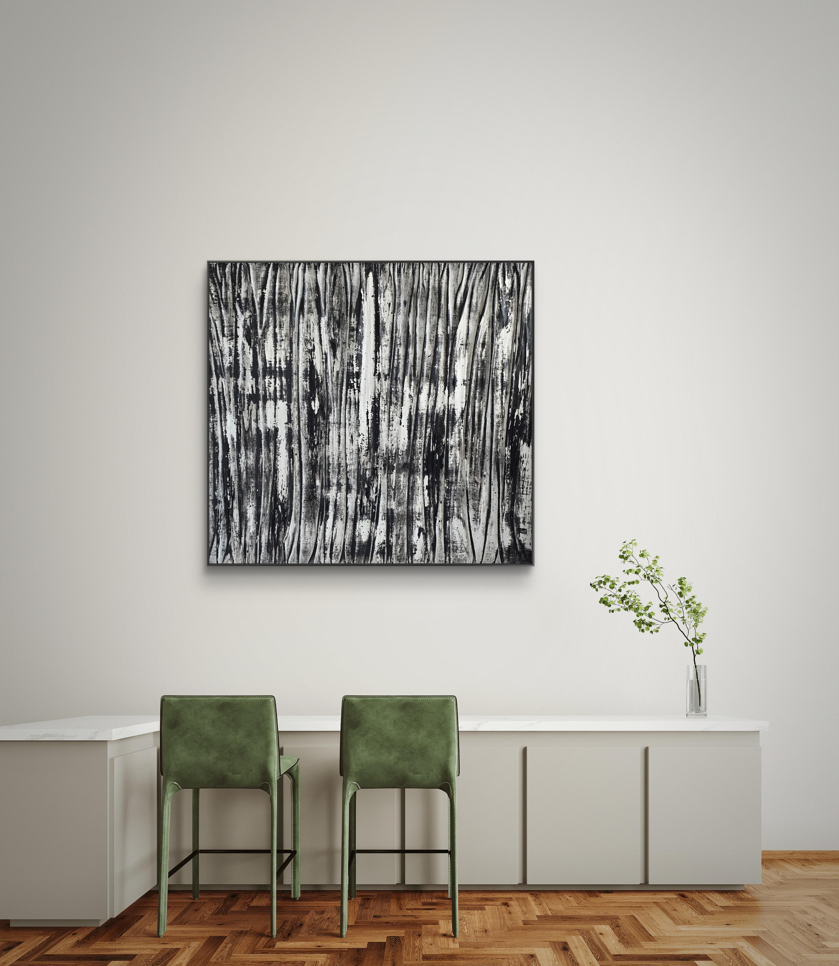 Cosa c'è in mezzo? - Abstract Painting Nero di Daria Luhova