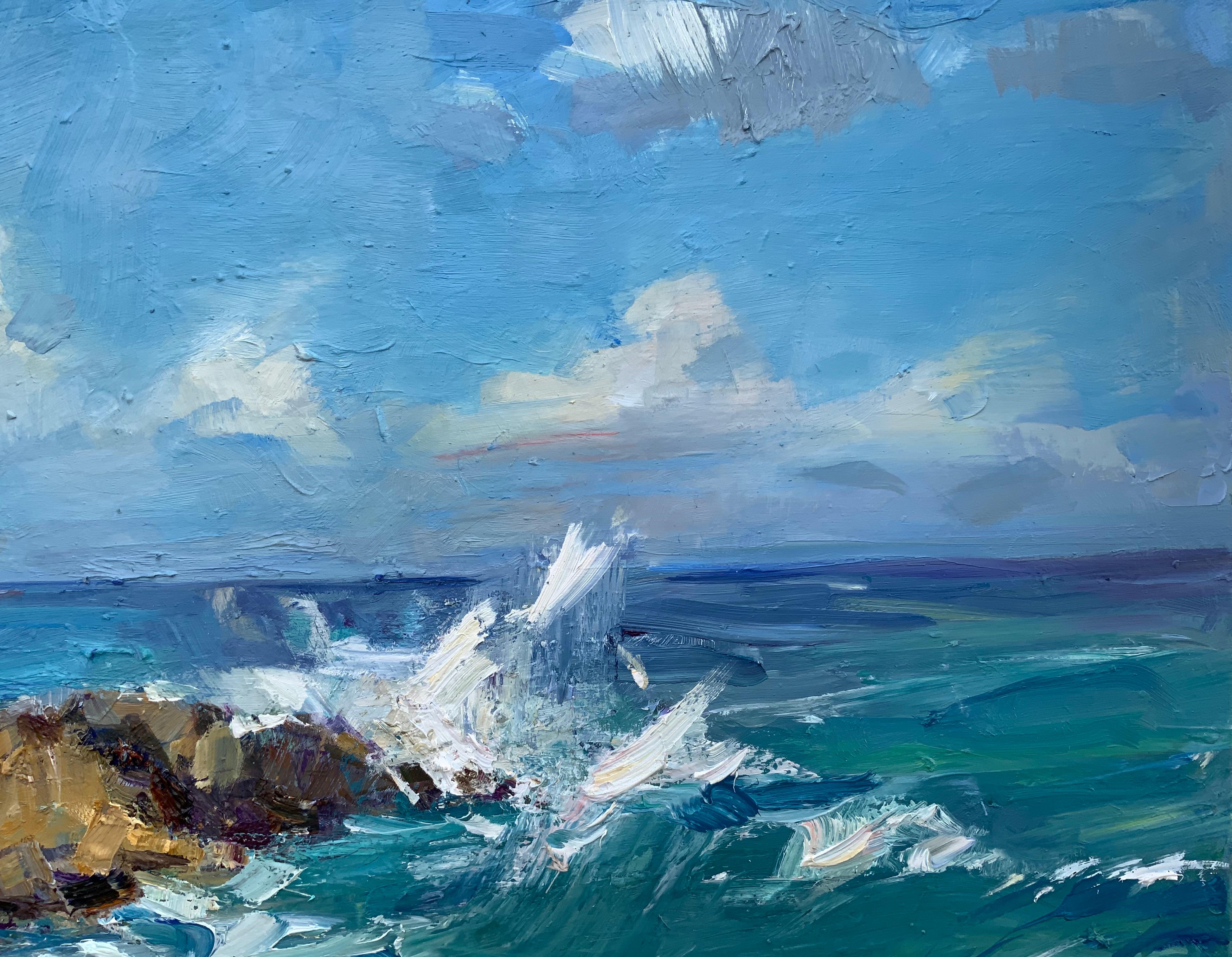 Un nouveau jour au-dessus de l'océan - Impressionnisme Painting par Daria Molostnova