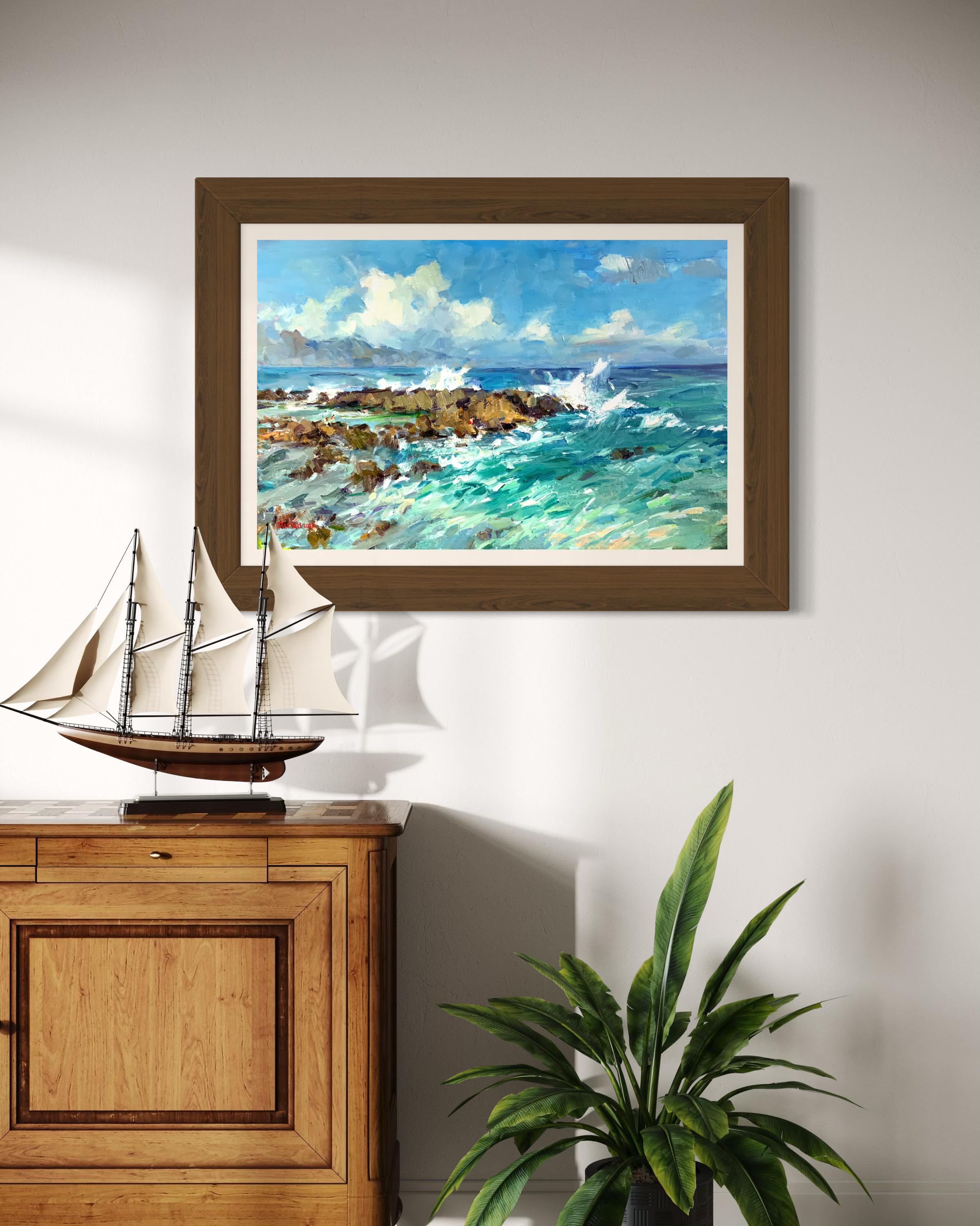 A New Day over the Ocean. Ocean, winter storm, big waves, Oahu, seascape For Sale 6