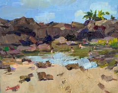 Afternoon Bathers. Figurative painting, bathers by the ocean, plein air