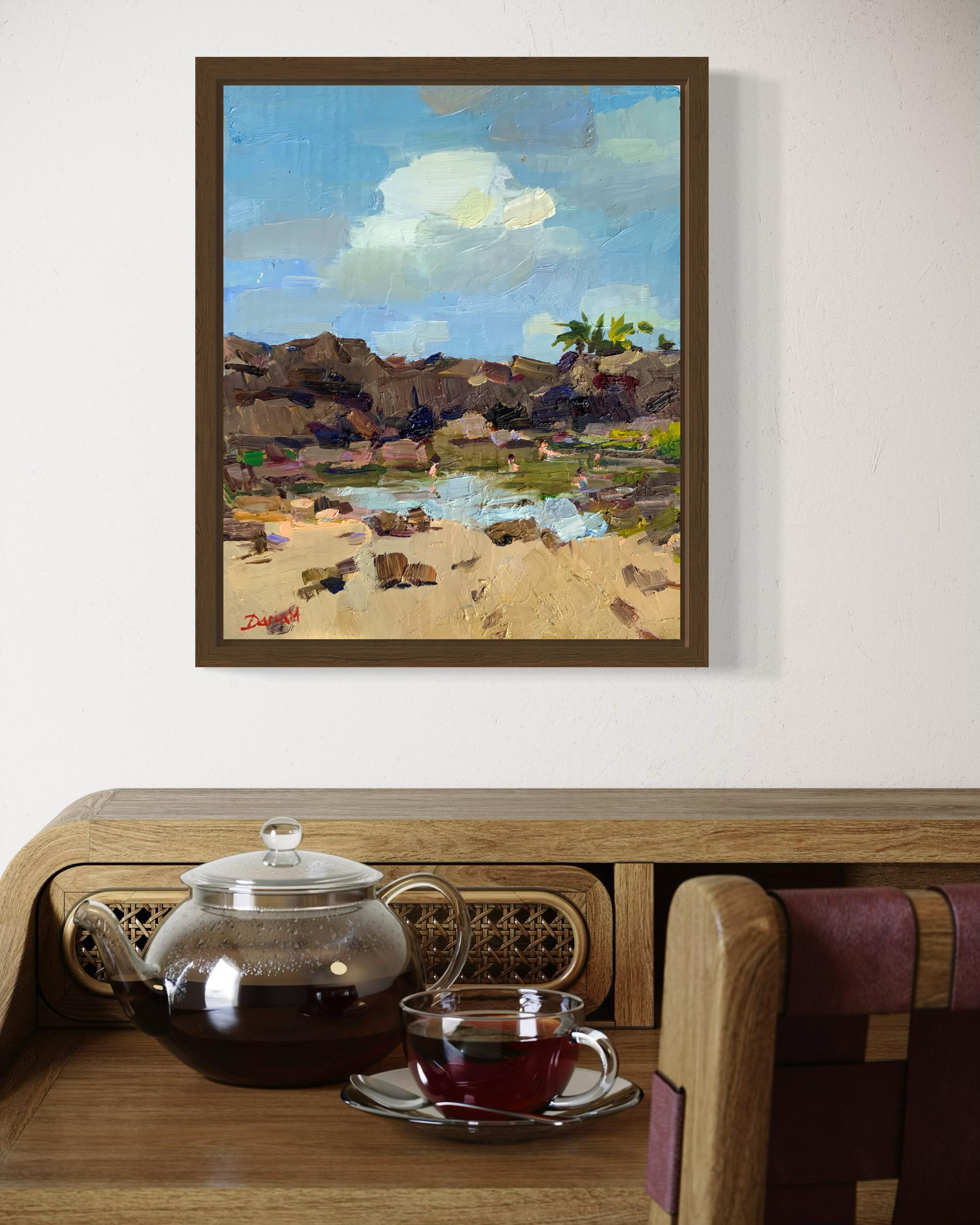 Les baigneurs de l'après-midi. Figures nues, baigneurs, plein air, atmosphère, lumière chaude en vente 3