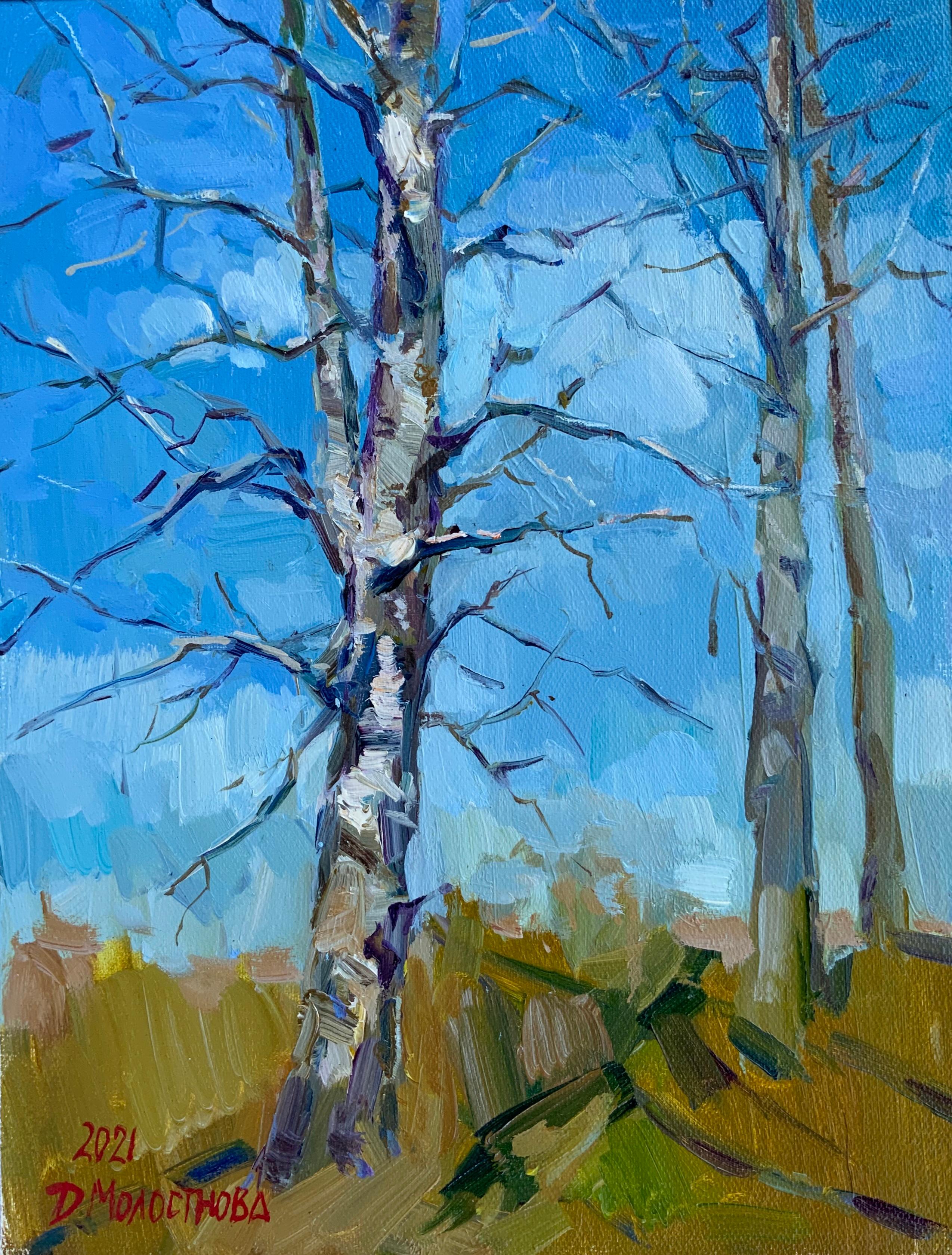 Landscape Painting di Daria Molostnova - Betulle in primavera